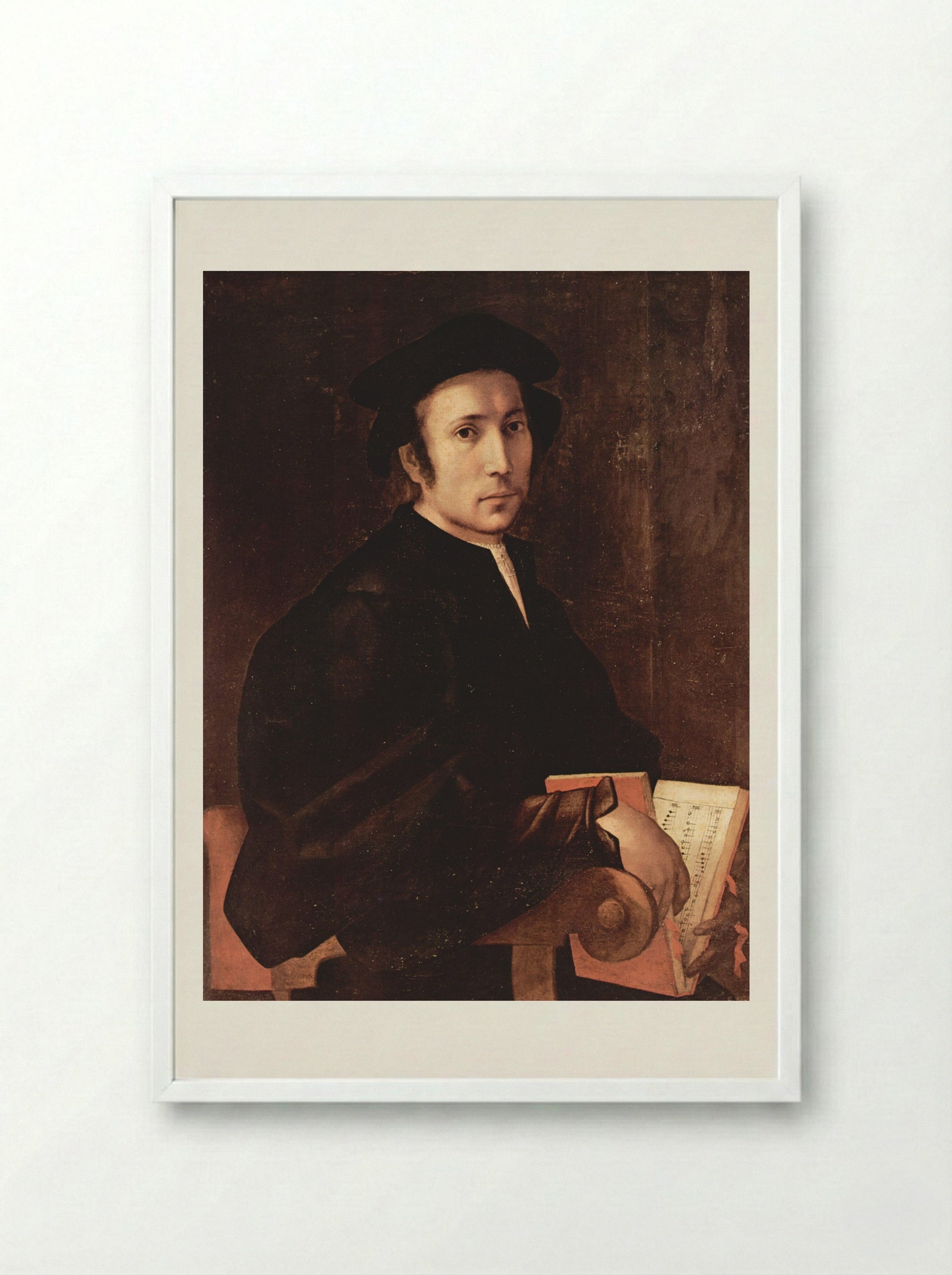 Portrait of a Musician - Jacopo Pontormo - Framed Print White