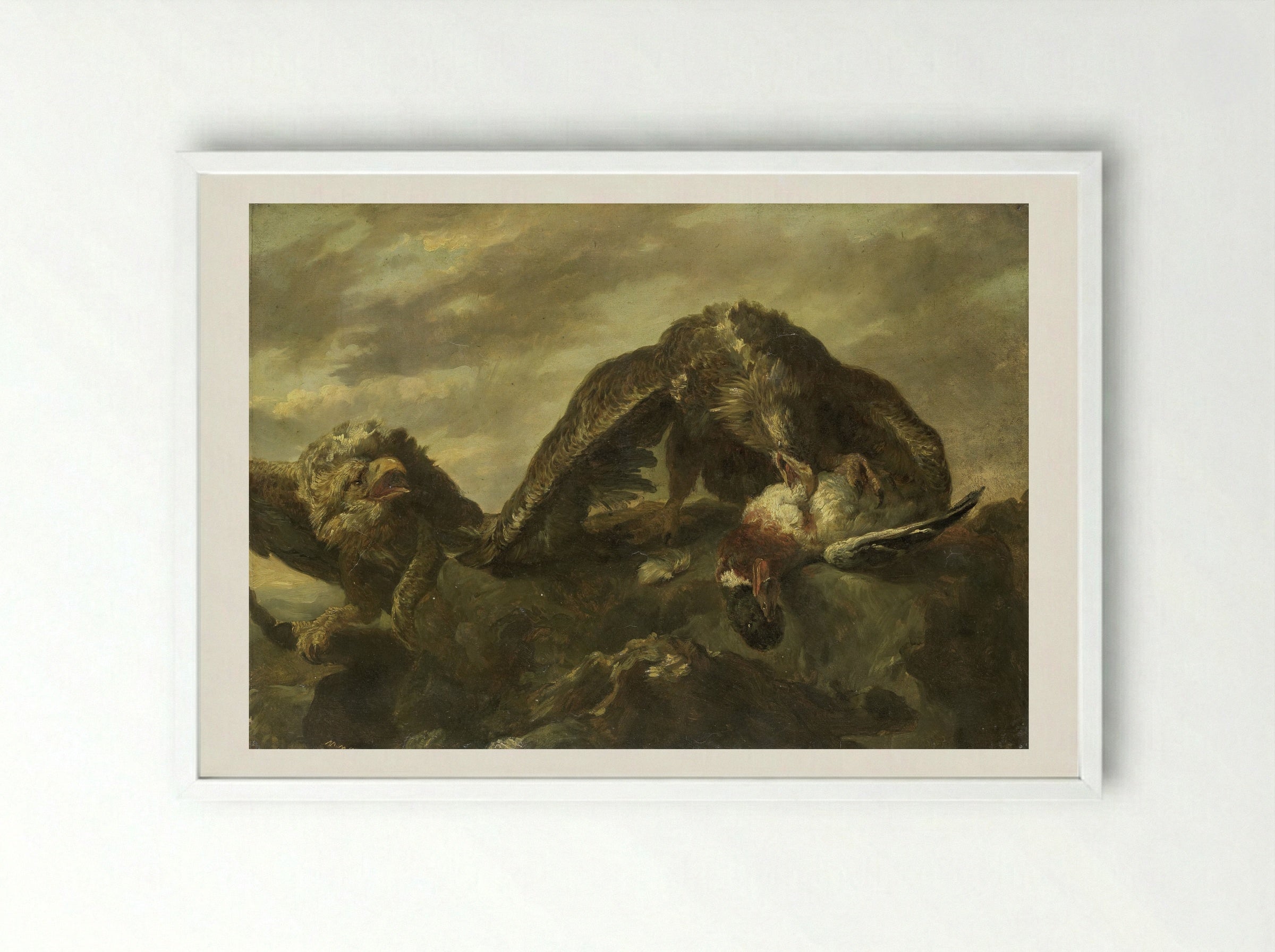 Arenden op rotsen - Matthijs Maris - Framed Print White
