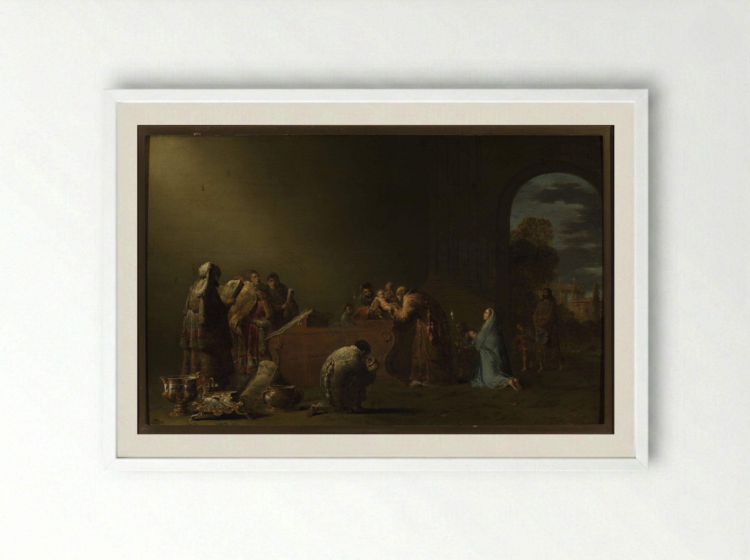 The Circumcision - Leonaert Bramer - Framed Print White
