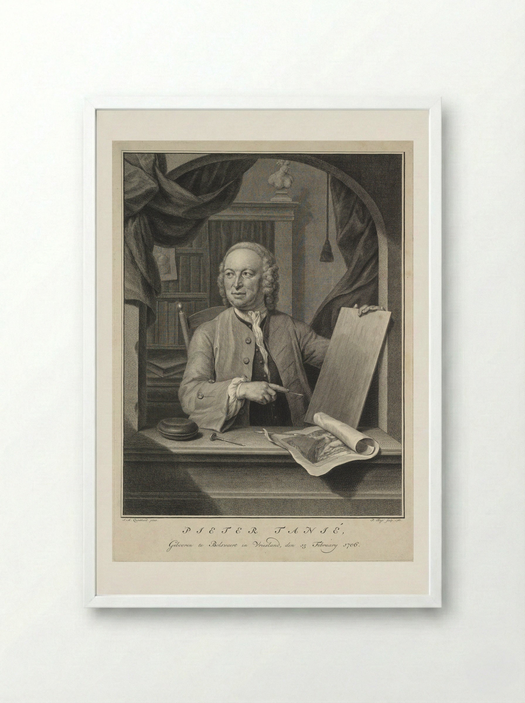 Portrait of Pieter Tanjé - Pieter Tanjé - Framed Print White
