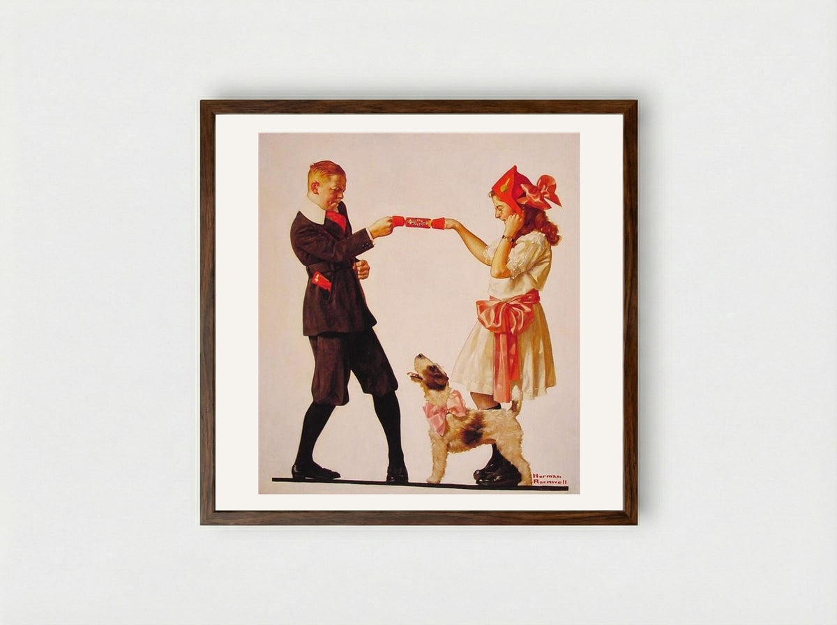 The Party Favour - Norman Rockwell - Framed Print Dark Wood