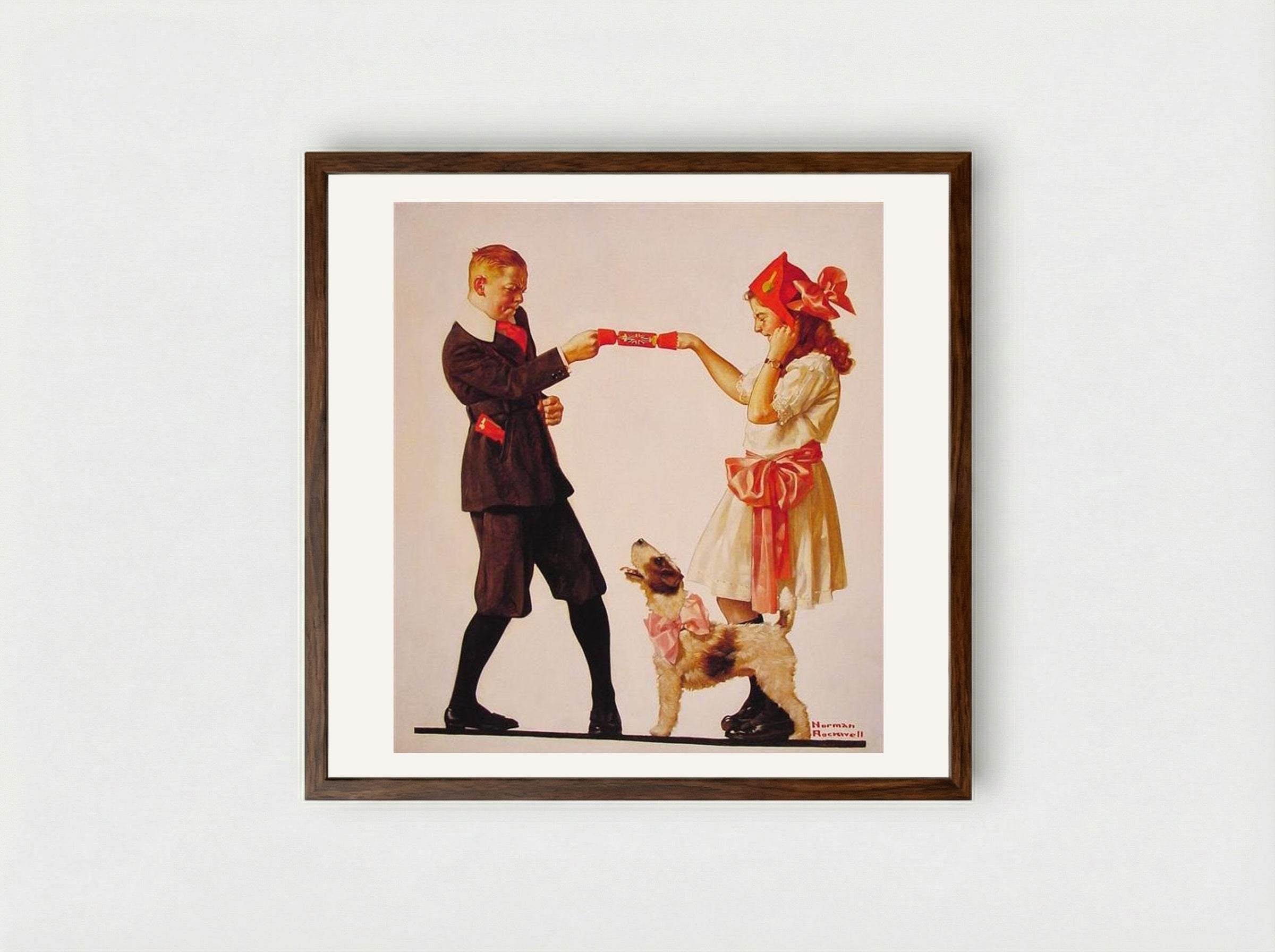 The Party Favour - Norman Rockwell - Framed Print Dark Wood
