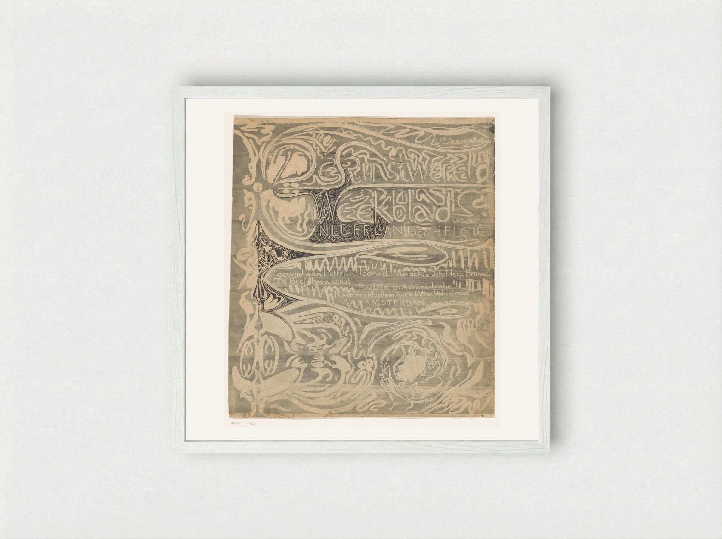 Omslagontwerp voor: De kunstwereld - Carel Adolph Lion Cachet - Framed Print White