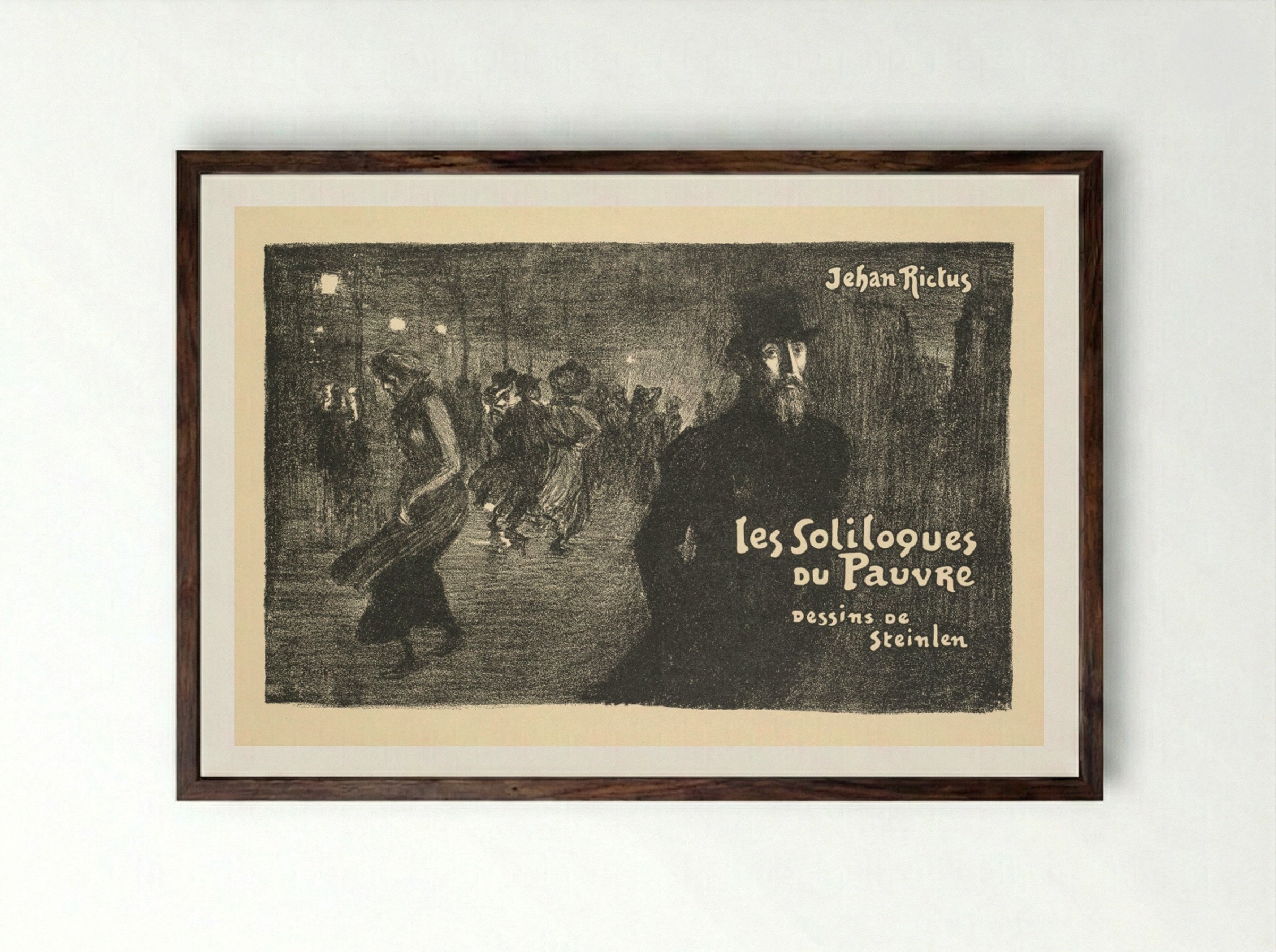 Prospectus de Librarie et de Journaux: les soliloques du Pauvre - Théophile Alexandre Steinlen - Framed Print Dark Wood