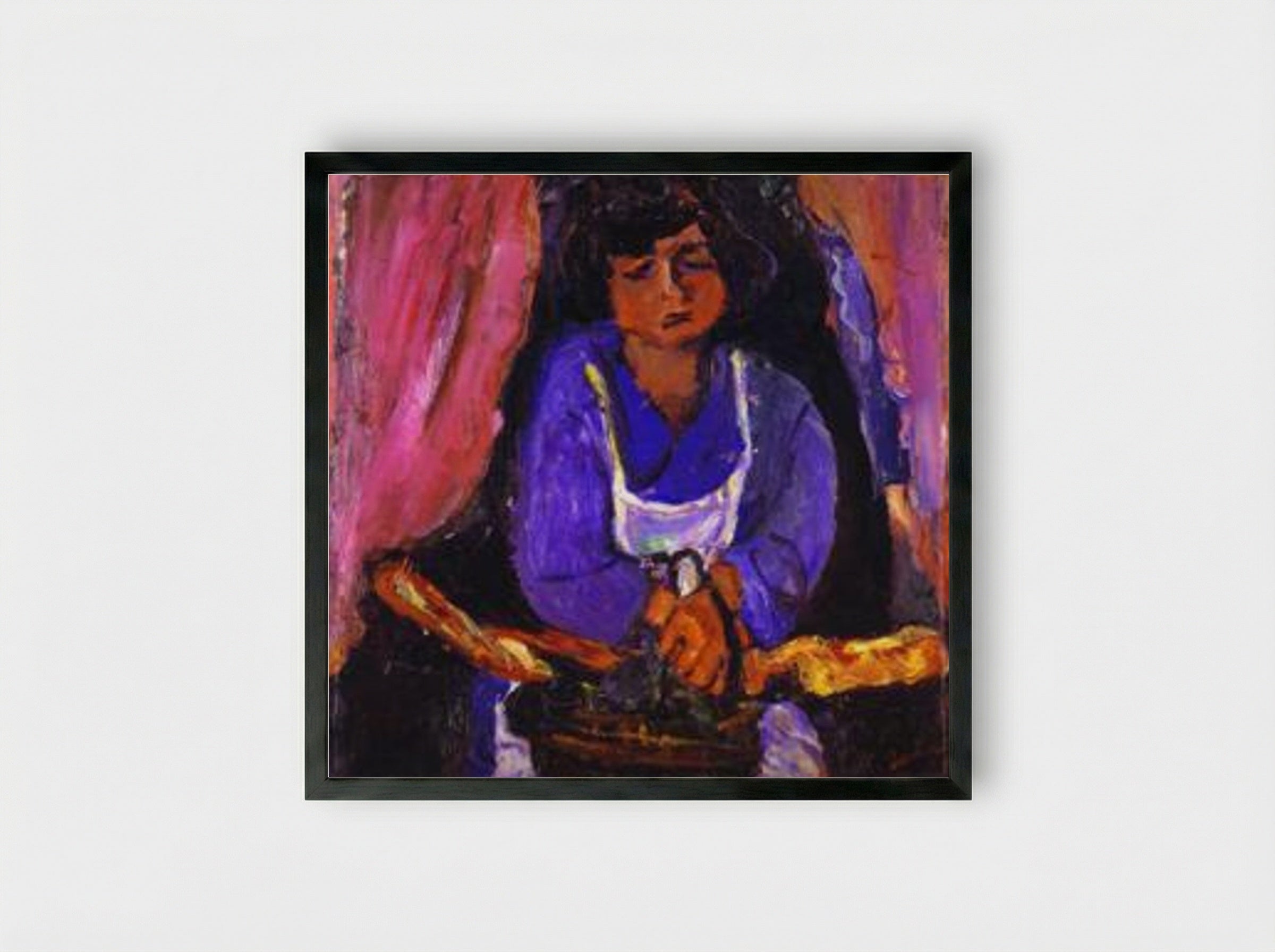 Servant Girl in Blue - Chaim Soutine - Framed Print Black