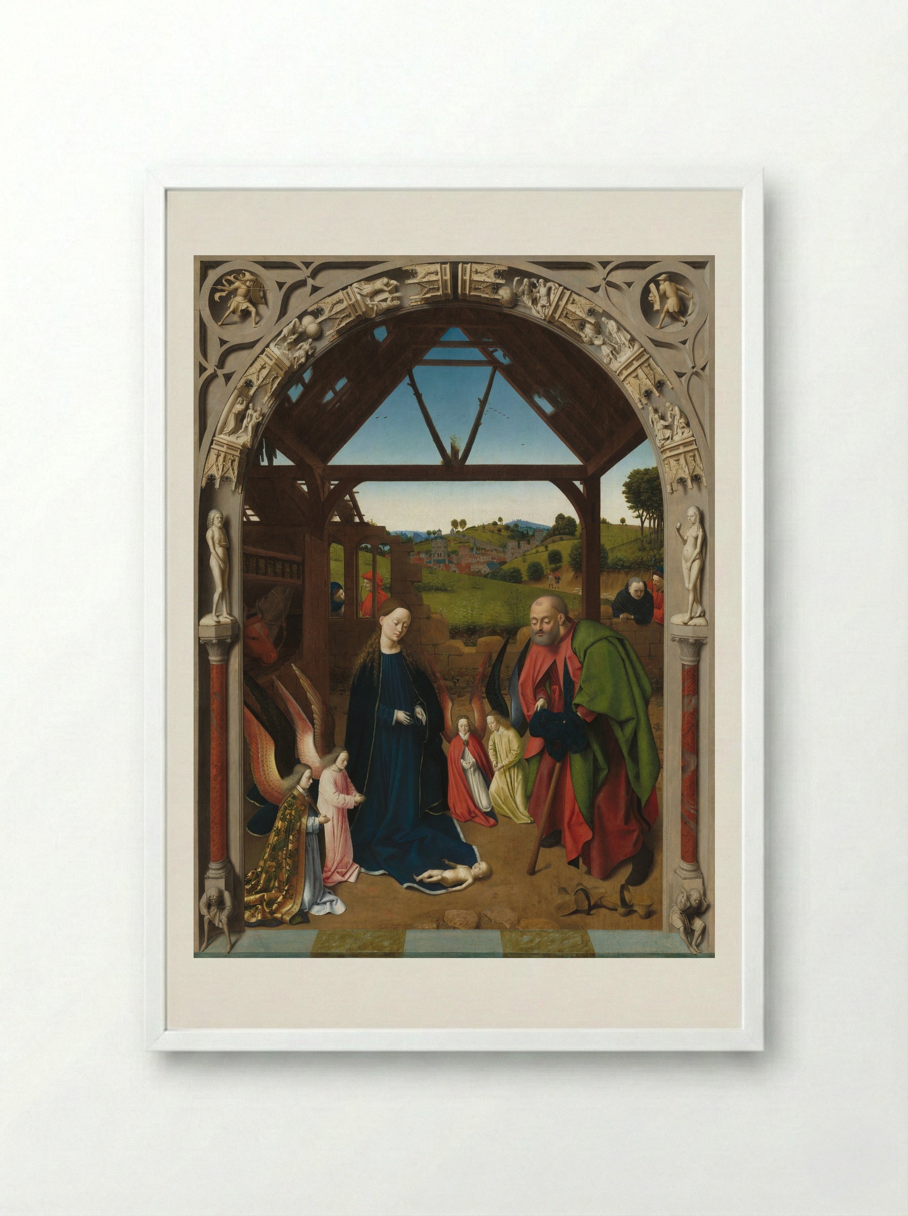 Nativity - Petrus Christus - Framed Print White