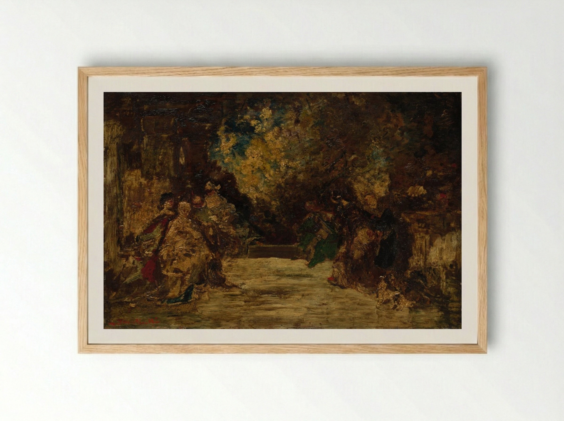 Figures on a Terrace - Adolphe Monticelli - Framed Print Wood
