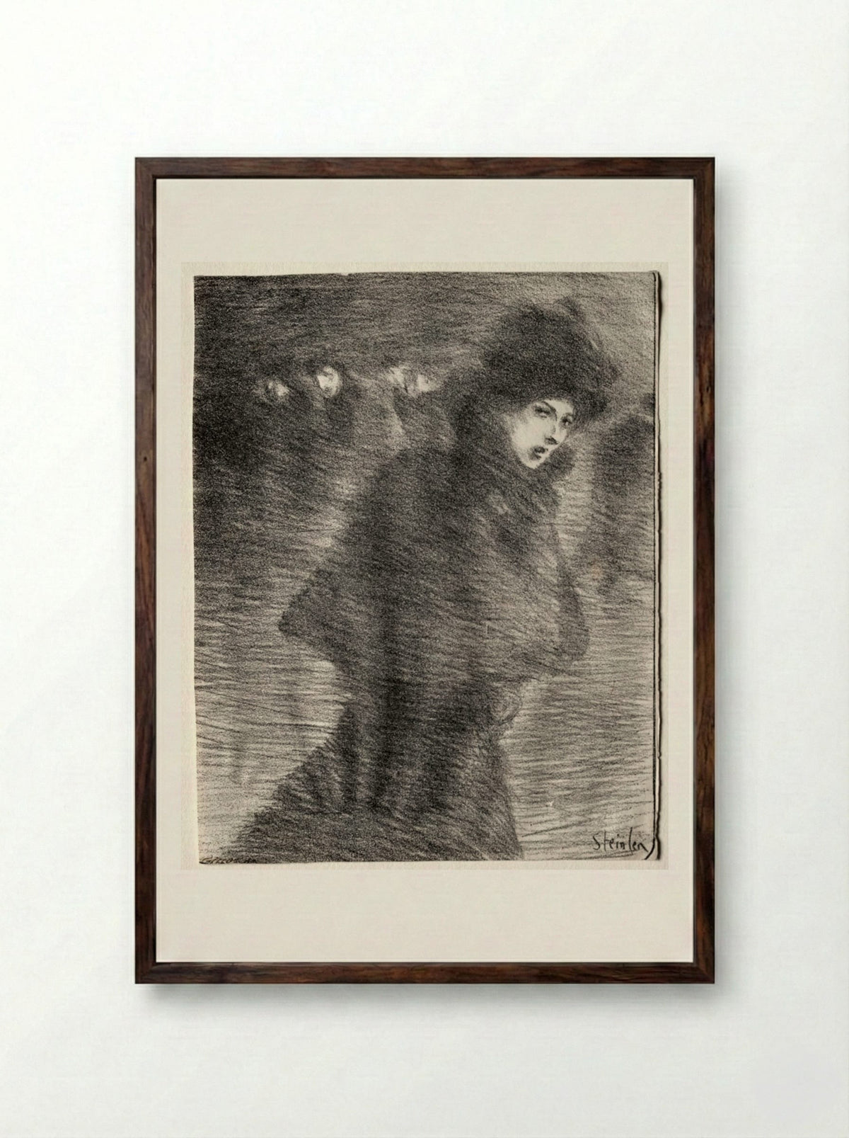 A Woman Passing By - Théophile Alexandre Steinlen - Framed Print Dark Wood