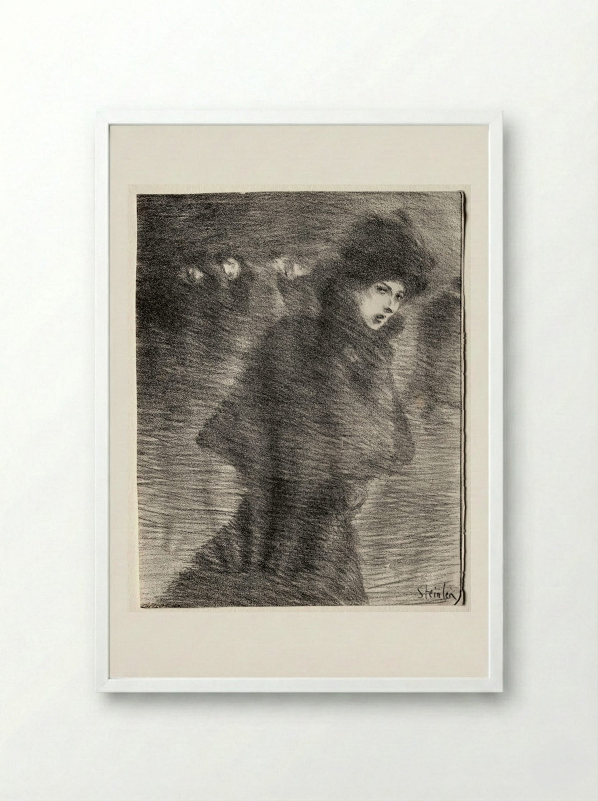 A Woman Passing By - Théophile Alexandre Steinlen - Framed Print White