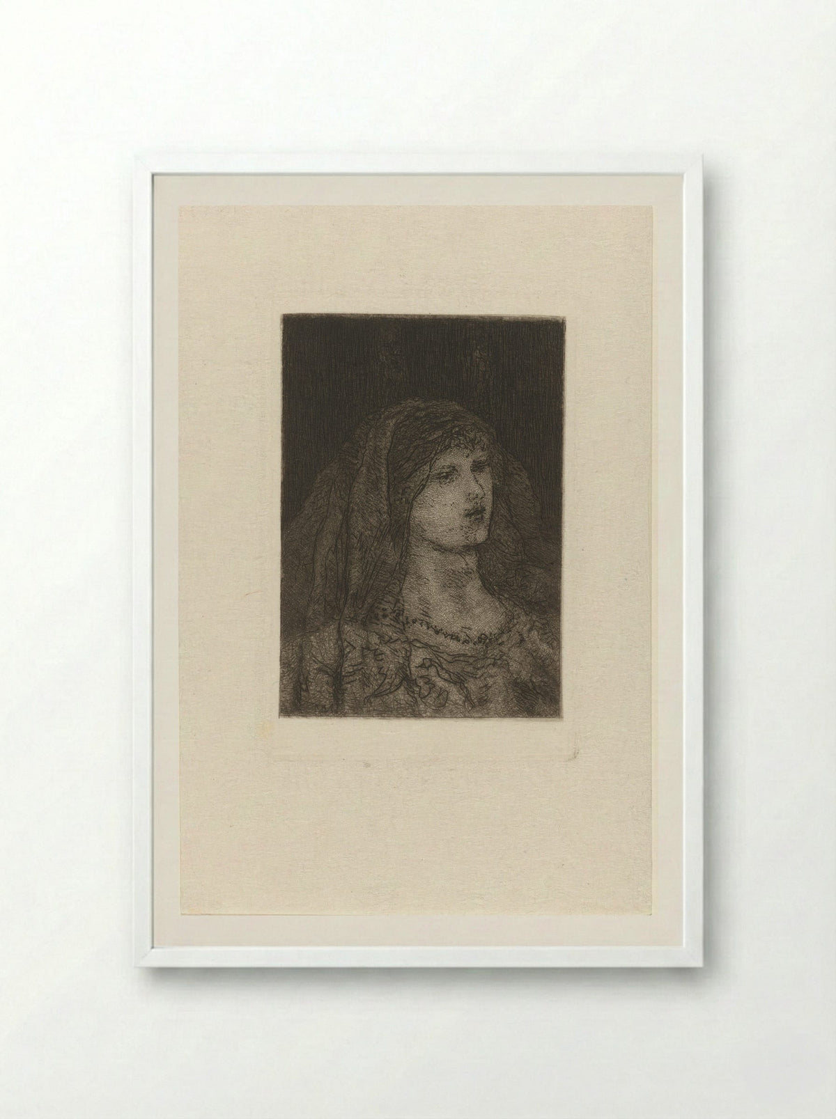 Vrouw met sluier - Matthijs Maris - Framed Print White