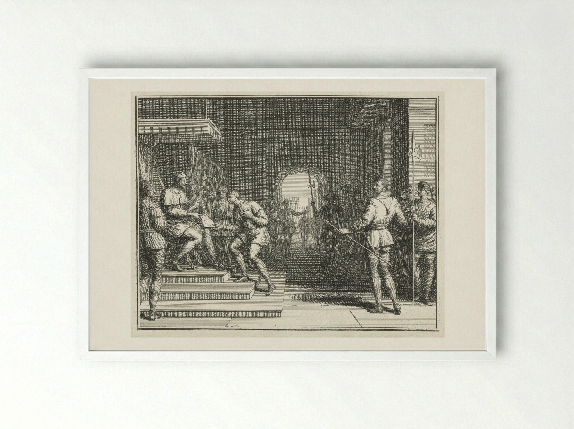 Karel de Eenvoudige verleent Dirk I de titel graaf van Holland - Pieter Tanjé - Framed Print White