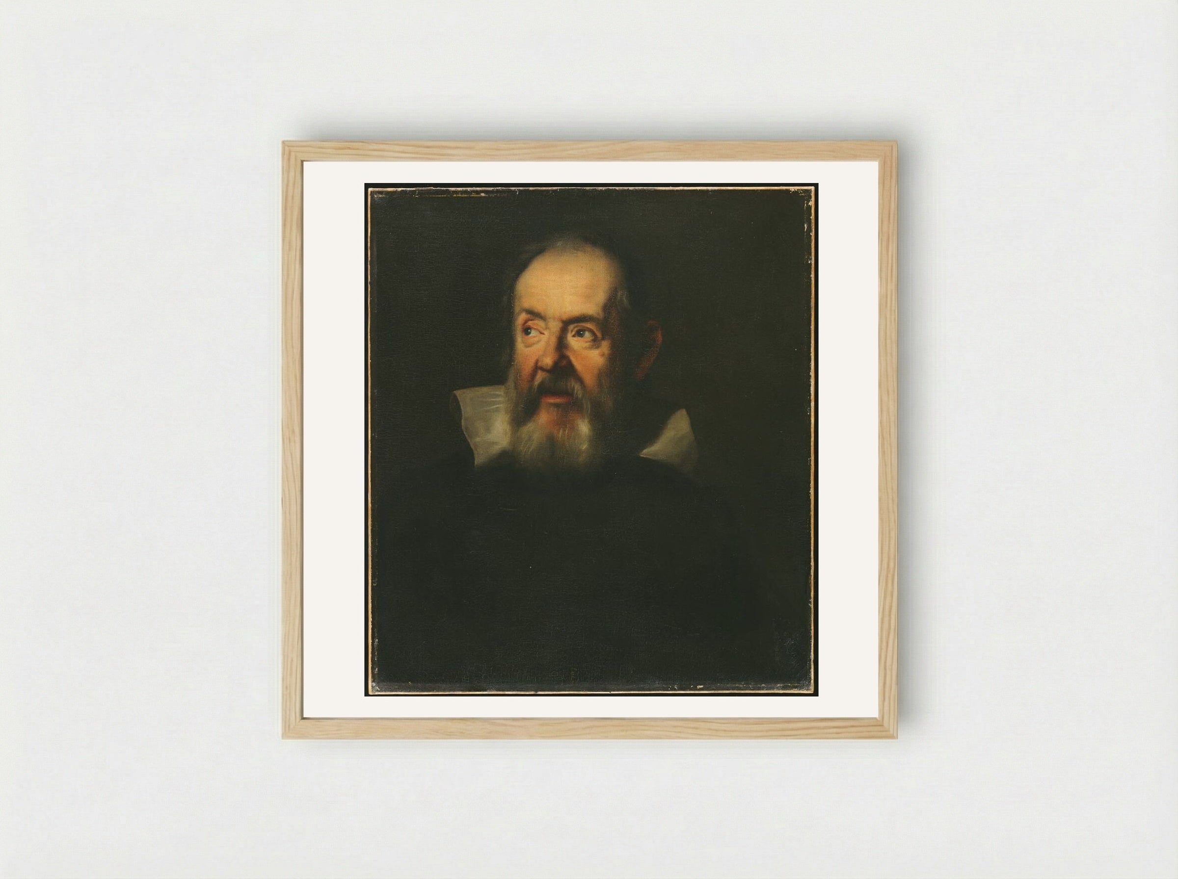 Portrait of Galileo Galilei - Unidentified Artist - Framed Print Wood
