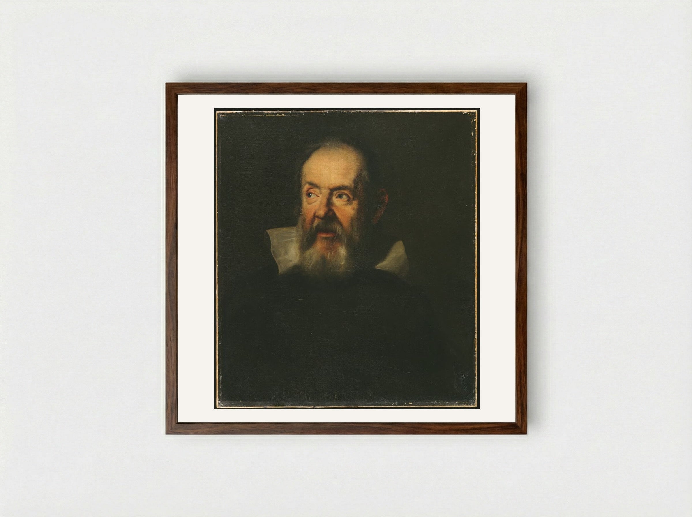 Portrait of Galileo Galilei - Unidentified Artist - Framed Print Dark Wood