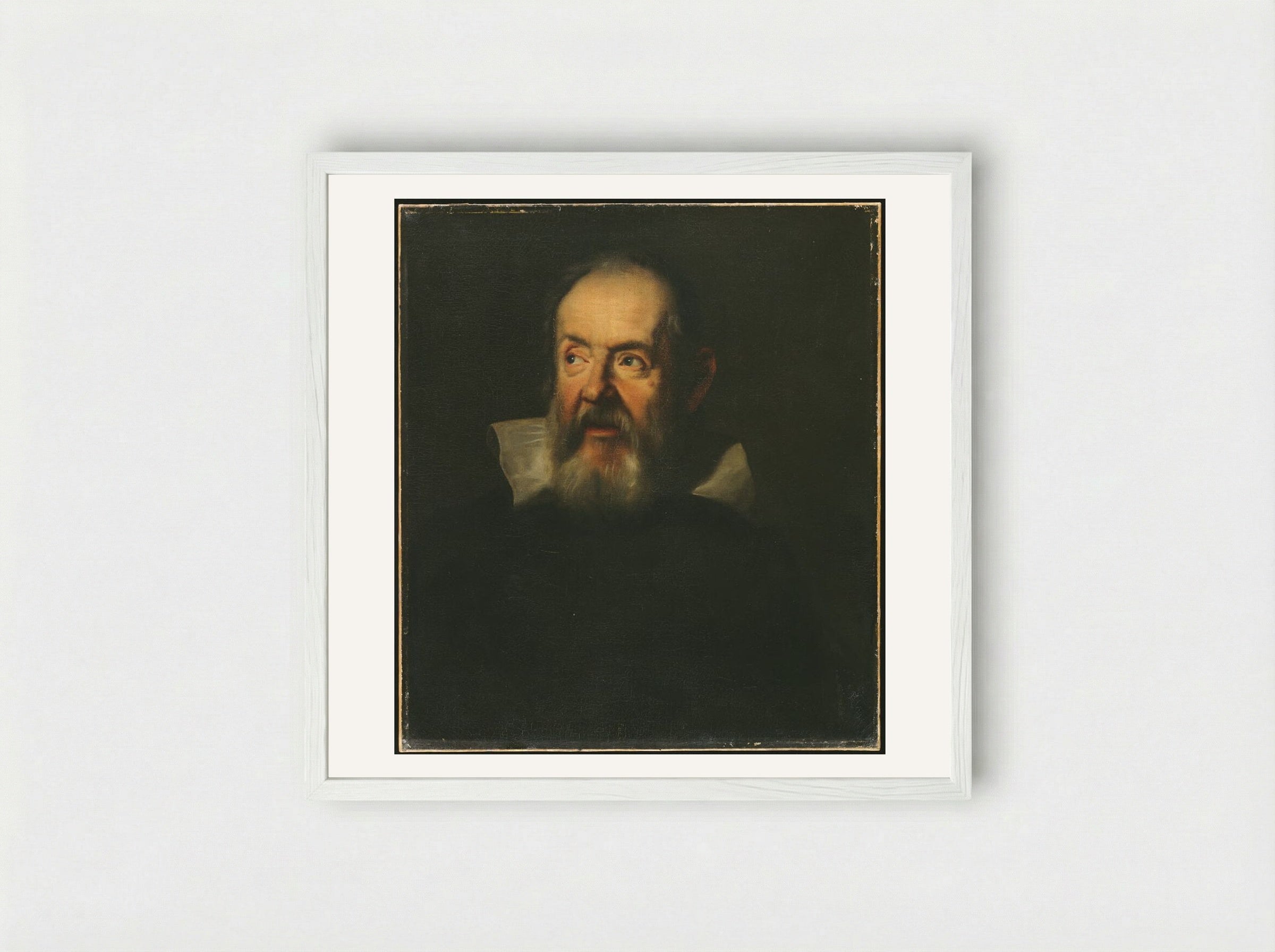 Portrait of Galileo Galilei - Unidentified Artist - Framed Print White
