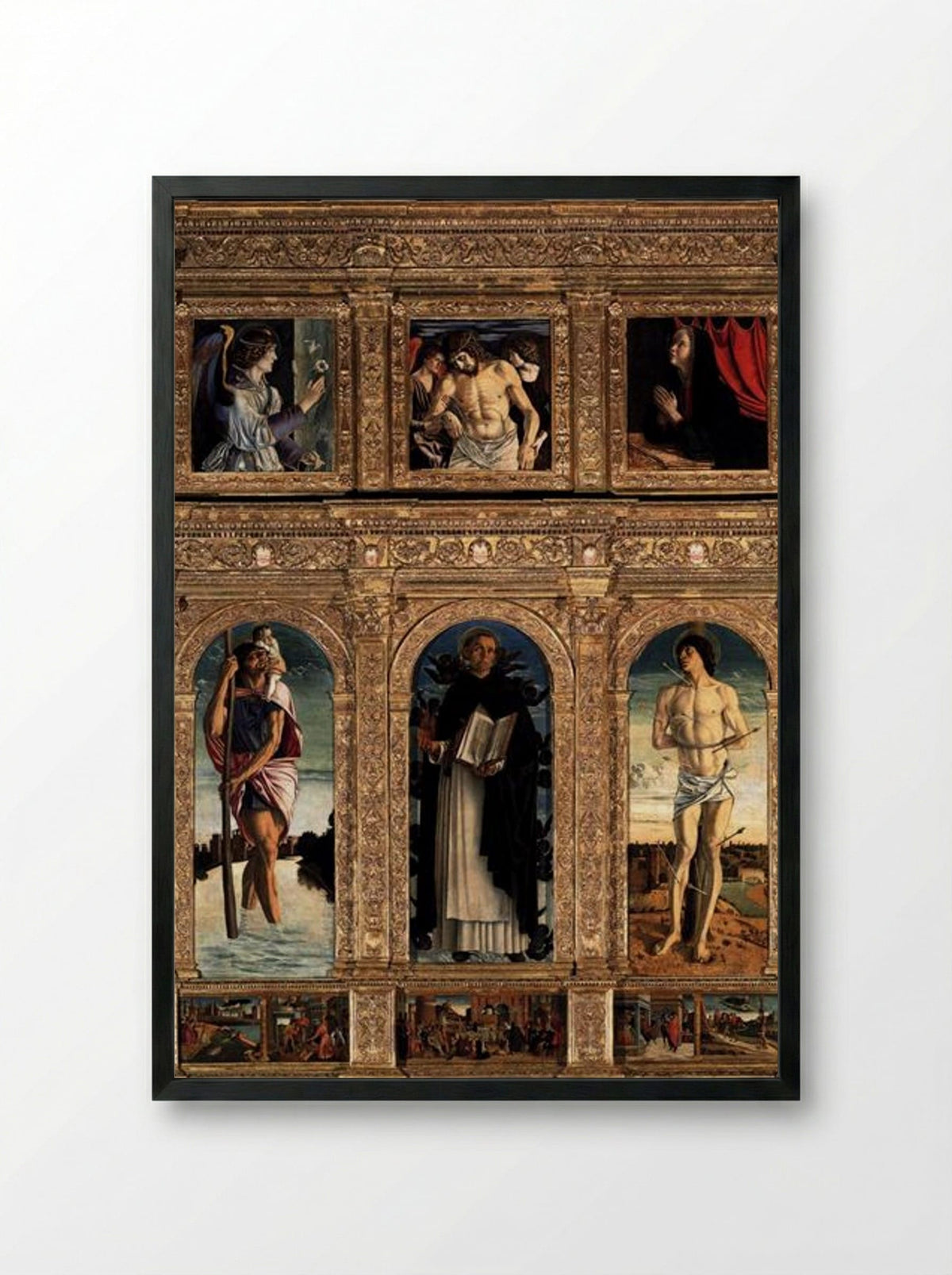 Polyptych of San Vincenzo Ferreri - Giovanni Bellini - Framed Print Black