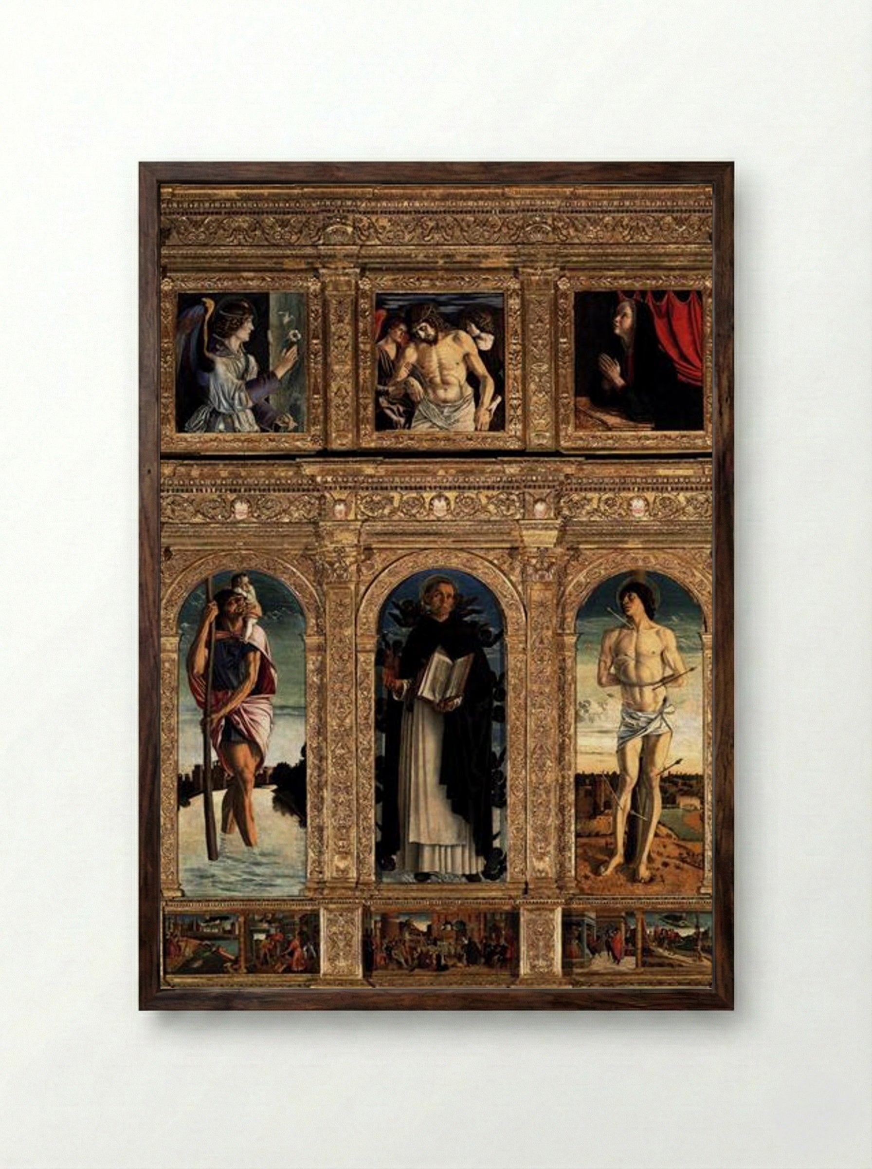 Polyptych of San Vincenzo Ferreri - Giovanni Bellini - Framed Print Dark Wood