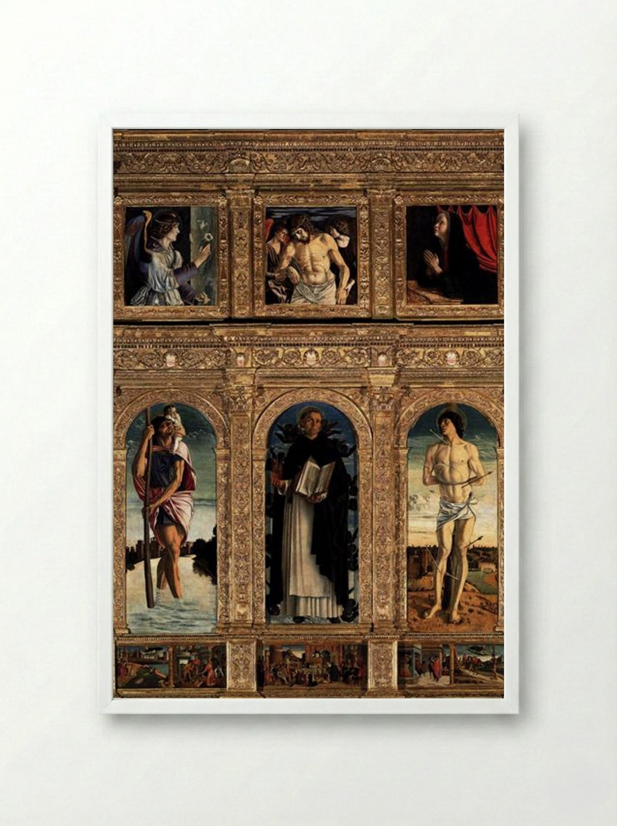 Polyptych of San Vincenzo Ferreri - Giovanni Bellini - Framed Print White