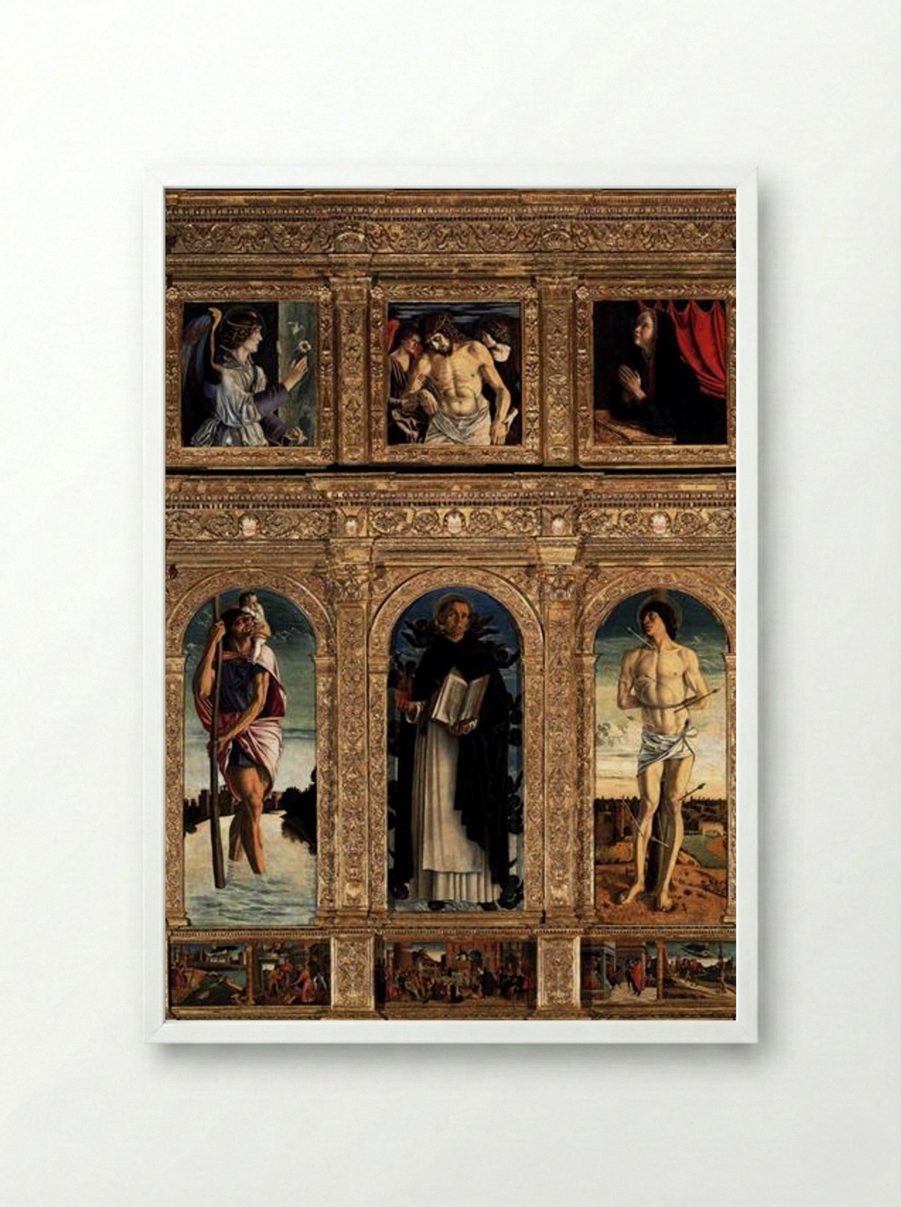 Polyptych of San Vincenzo Ferreri - Giovanni Bellini - Framed Print White
