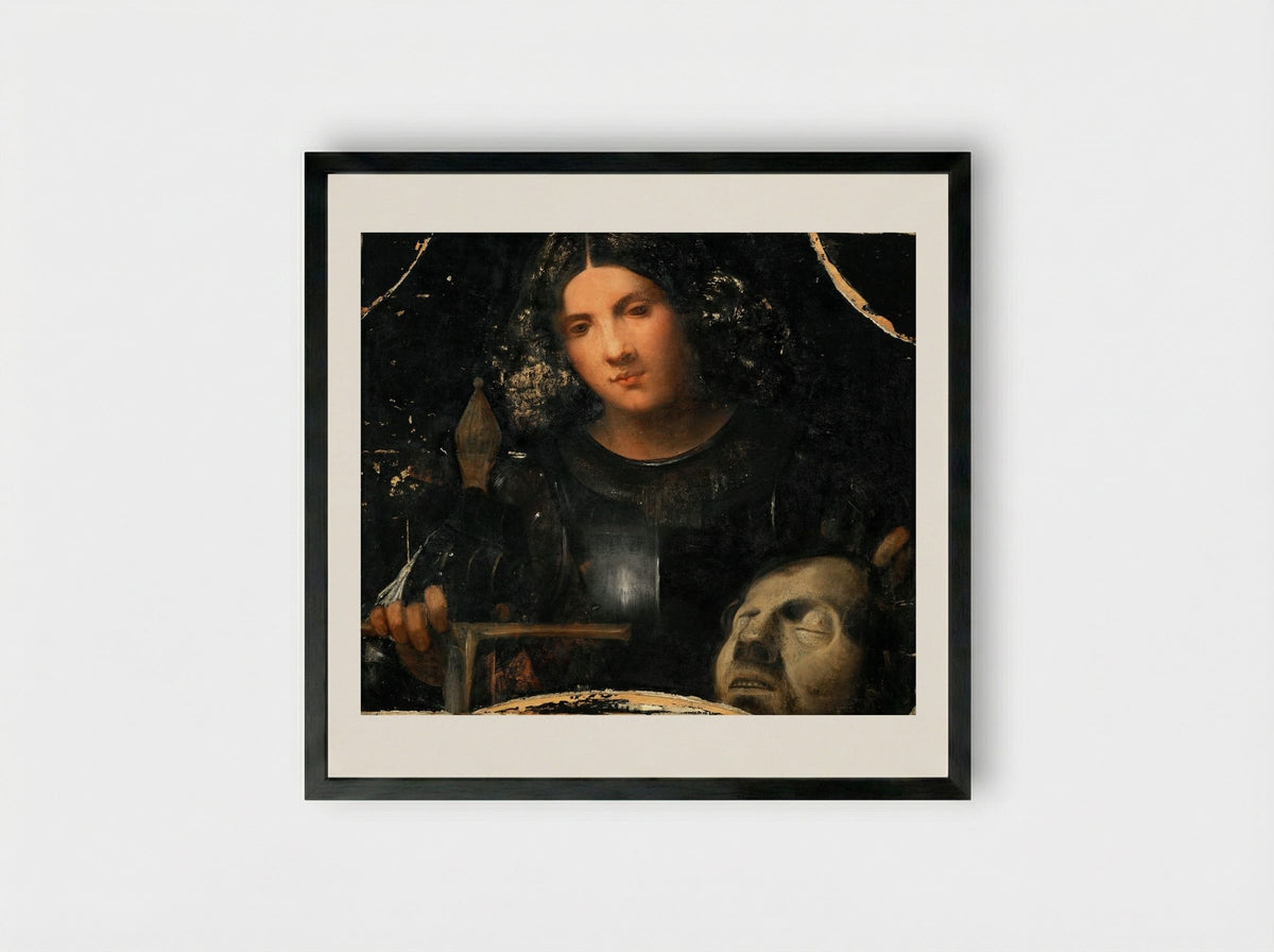 David with the Head of Goliath - Giorgione - Framed Print Black