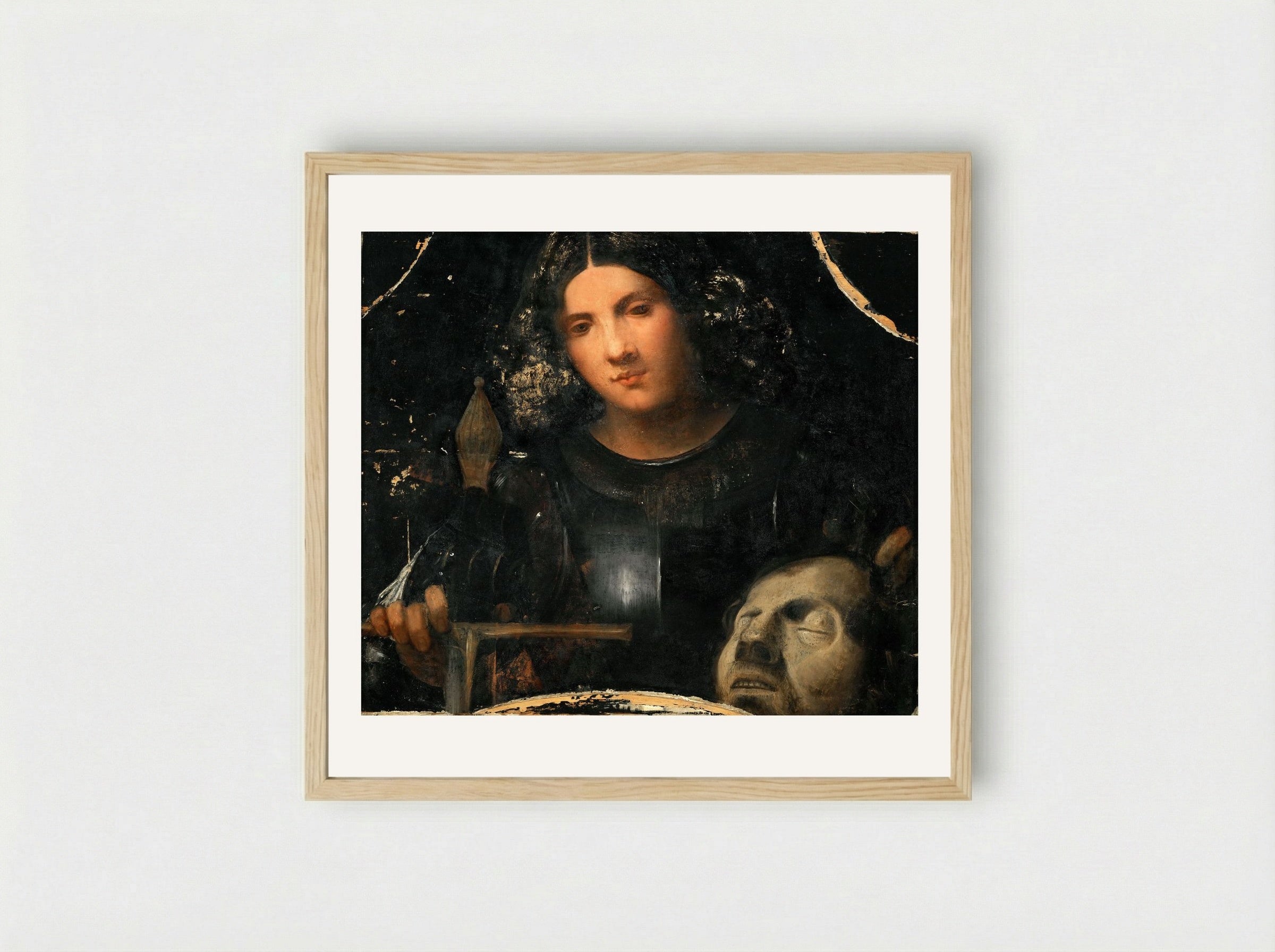 David with the Head of Goliath - Giorgione - Framed Print Wood