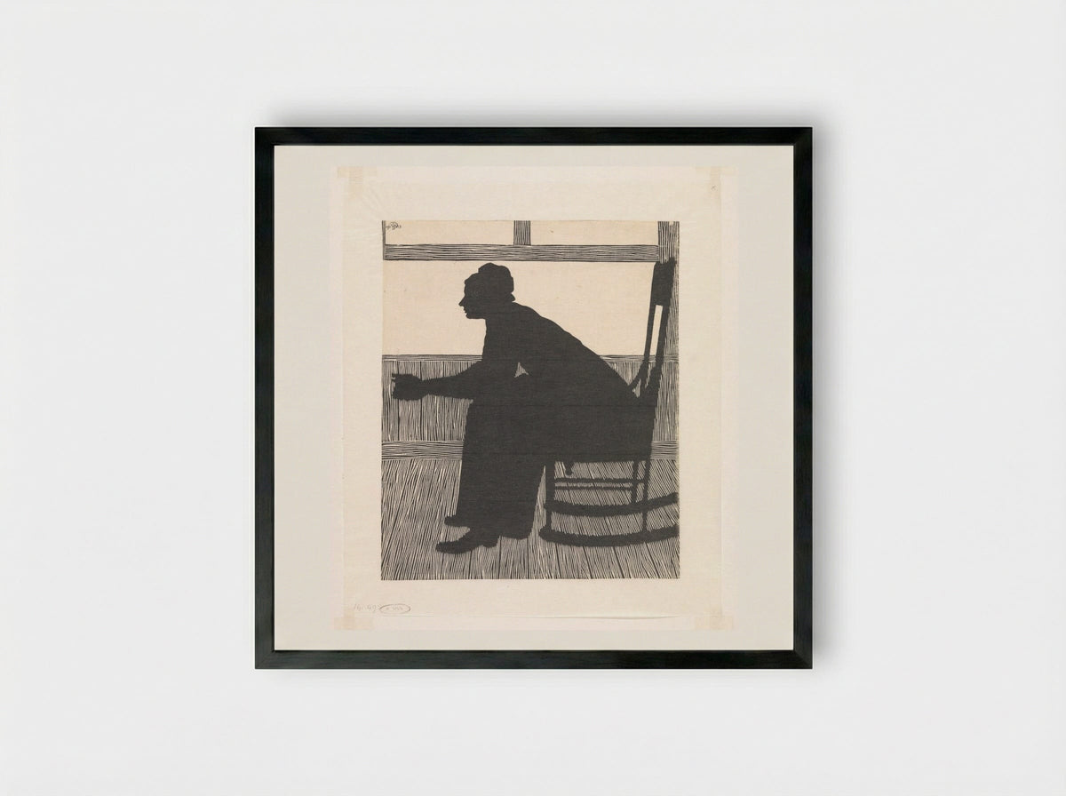 Silhouet (Vrouw in schommelstoel) - Samuel Jessurun de Mesquita - Framed Print Black