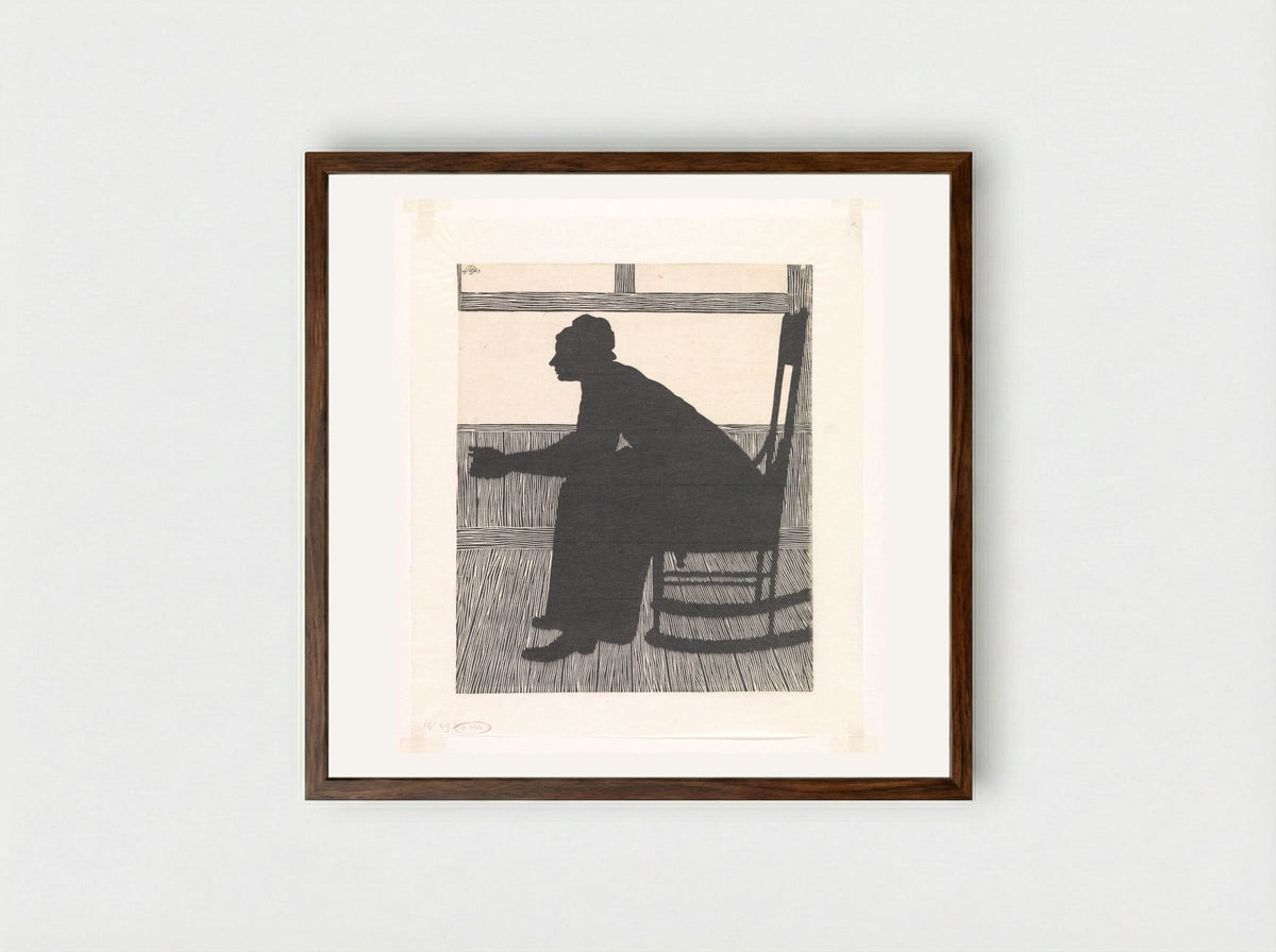 Silhouet (Vrouw in schommelstoel) - Samuel Jessurun de Mesquita - Framed Print Dark Wood