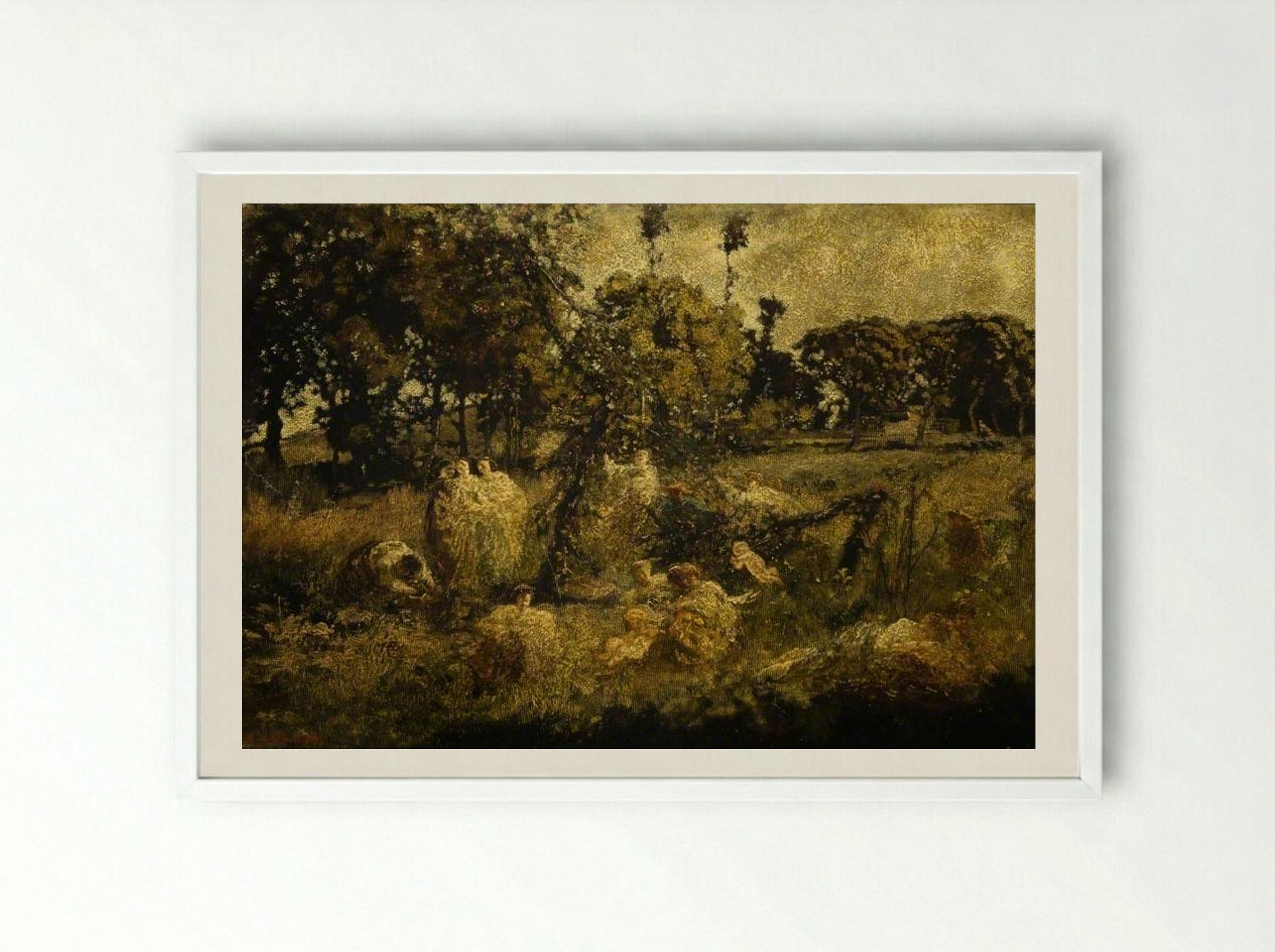 Autumn - Adolphe Monticelli - Framed Print White