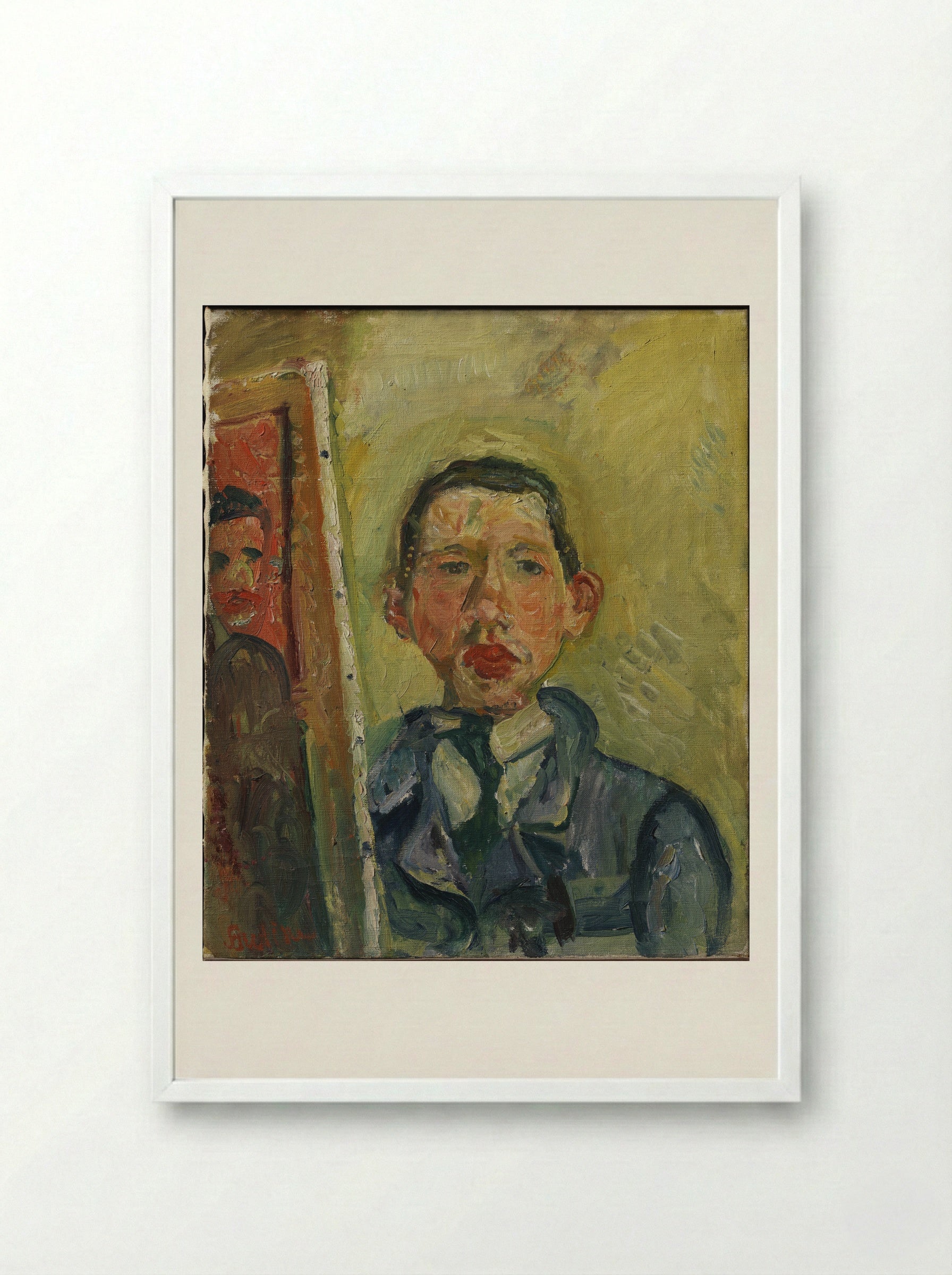 Self Portrait with Beard - Chaim Soutine - Framed Print White