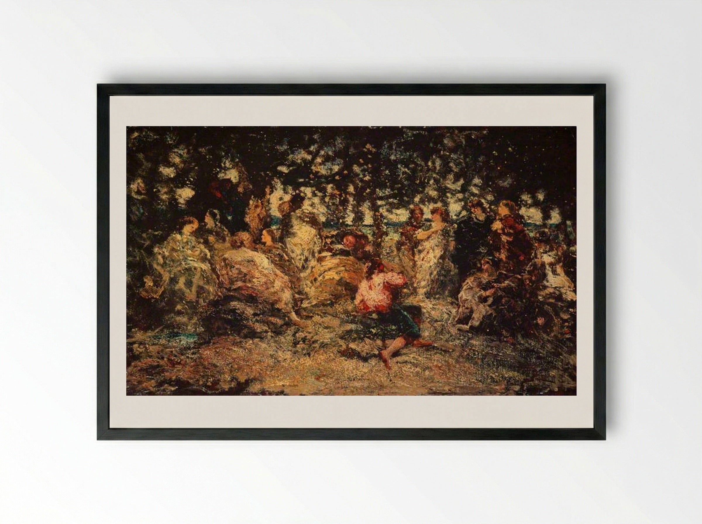 A Woodland Fête - Adolphe Monticelli - Framed Print Black
