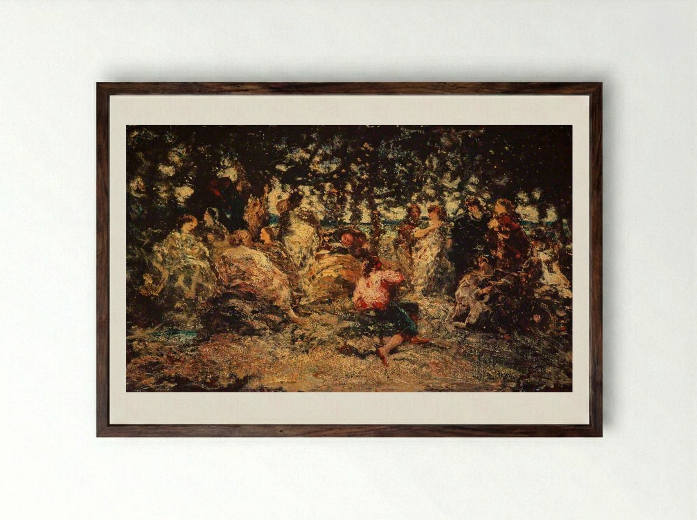 A Woodland Fête - Adolphe Monticelli - Framed Print Dark Wood