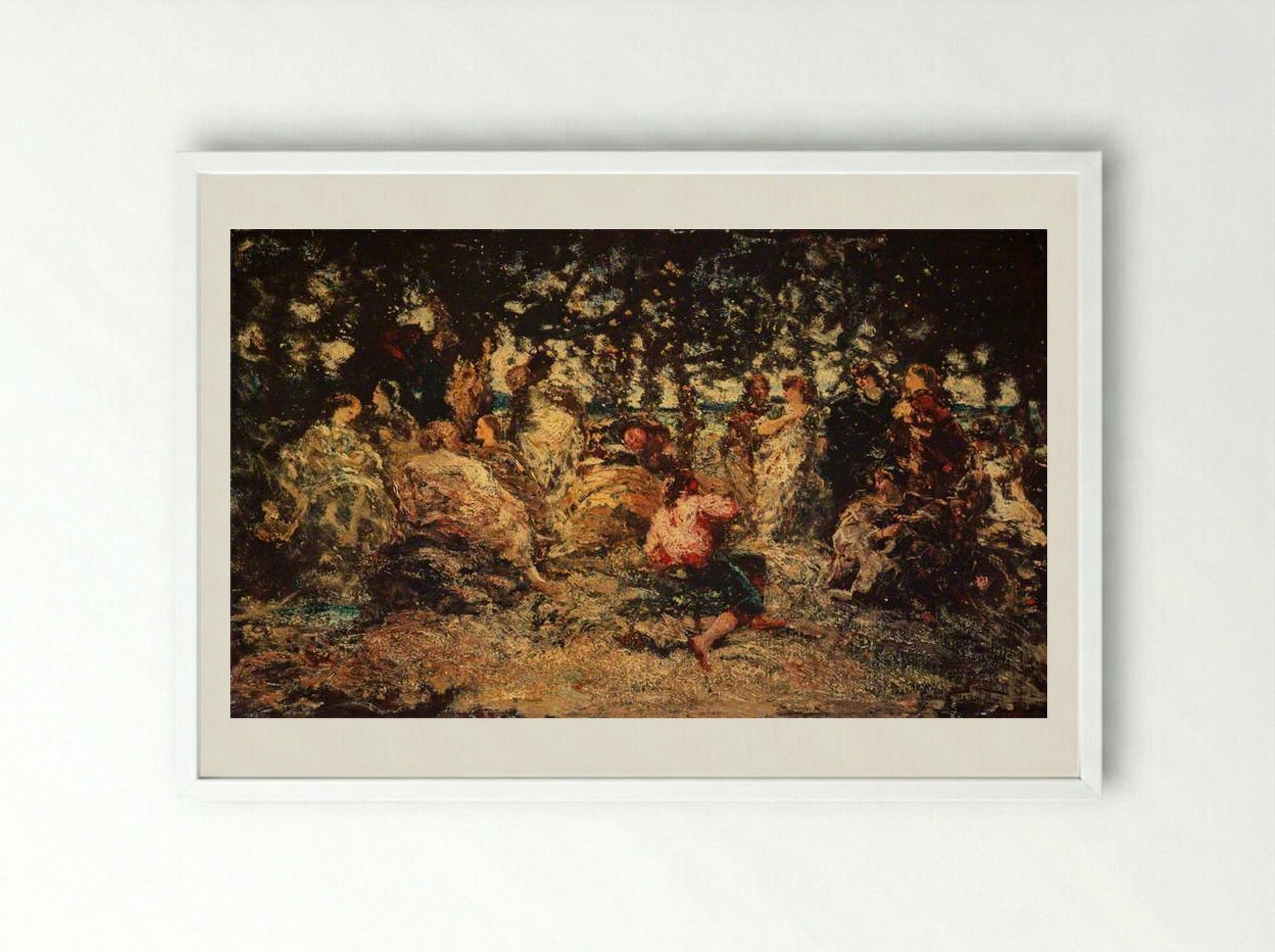 A Woodland Fête - Adolphe Monticelli - Framed Print White