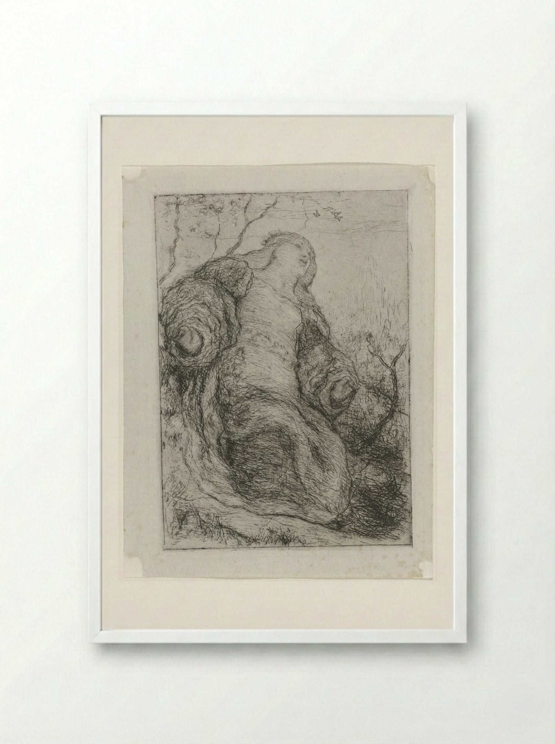 Vrouw onder een boom - Matthijs Maris - Framed Print White
