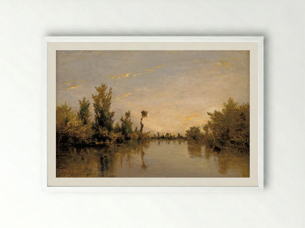 The Banks of the Seine - Charles-François Daubigny - Framed Print White