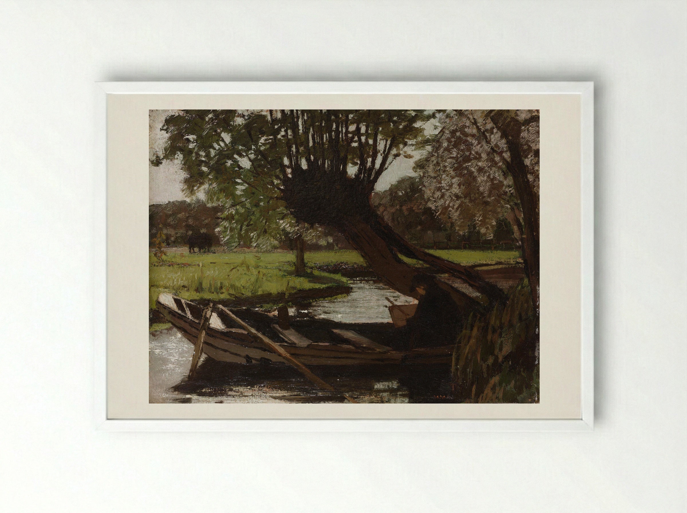 Boot met knotwilg - Matthijs Maris - Framed Print White