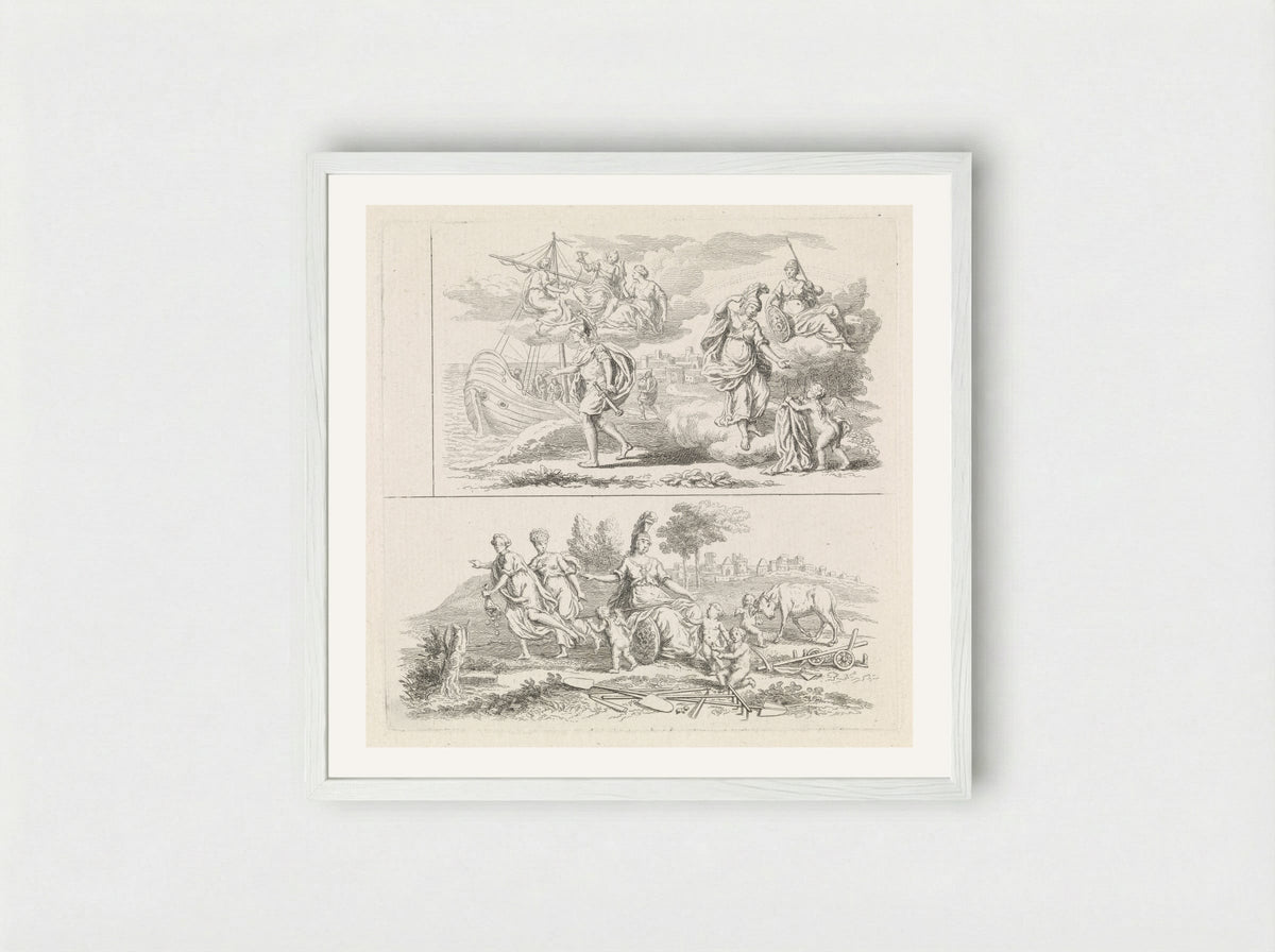 Twee voorstellingen met Minerva - Pieter Tanjé - Framed Print White