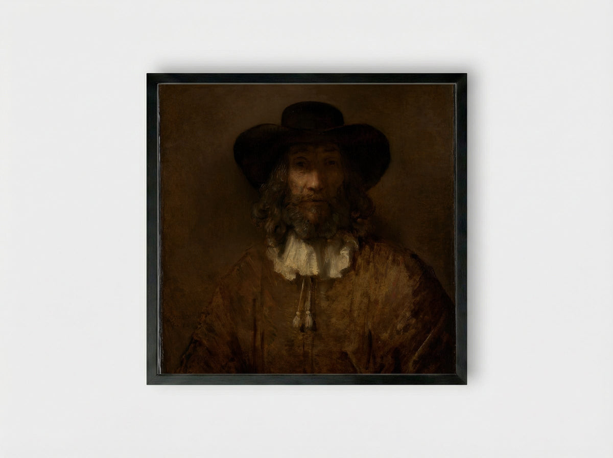 Man with a Beard - Rembrandt van Rijn - Framed Print Black