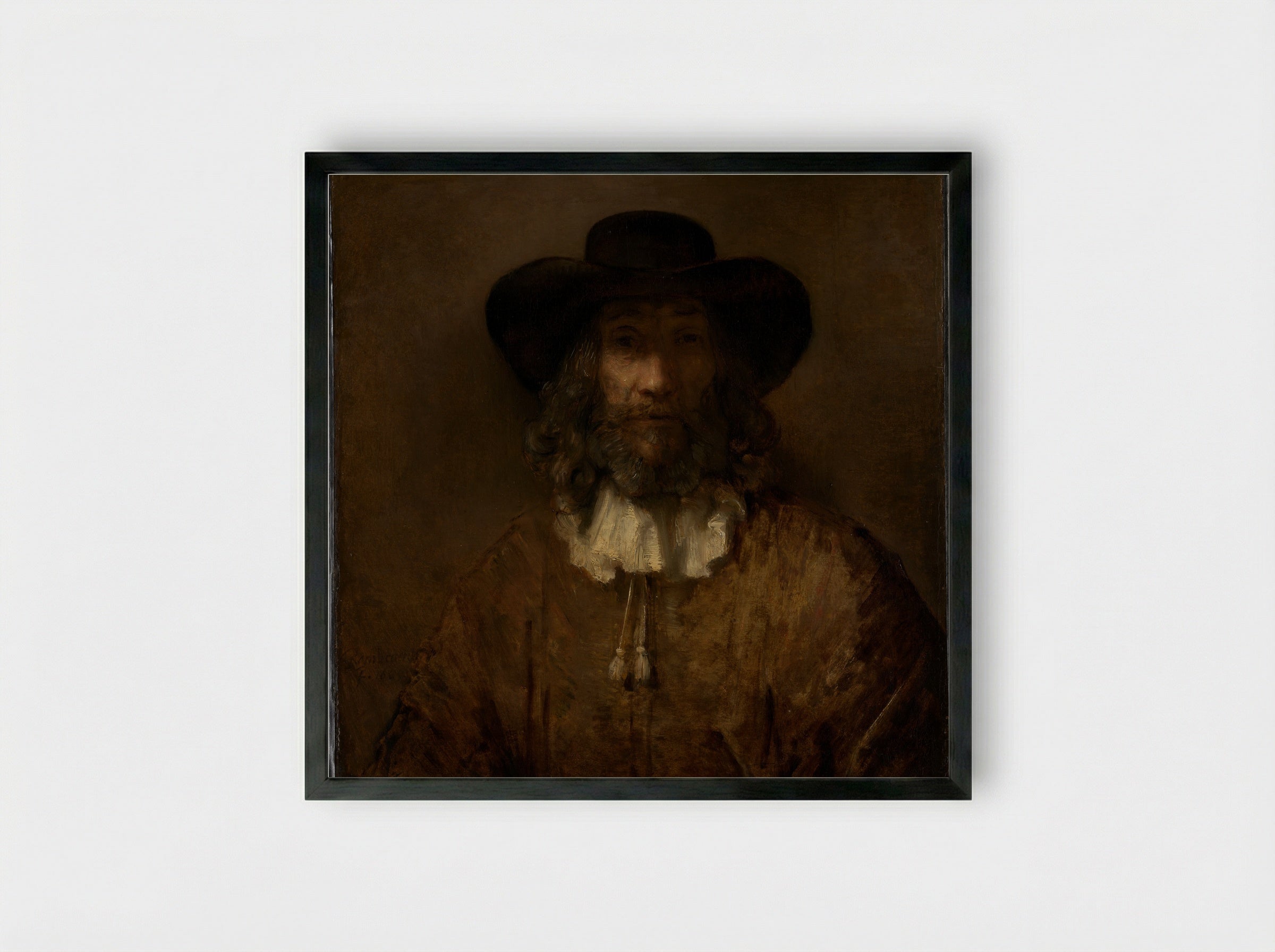 Man with a Beard - Rembrandt van Rijn - Framed Print Black