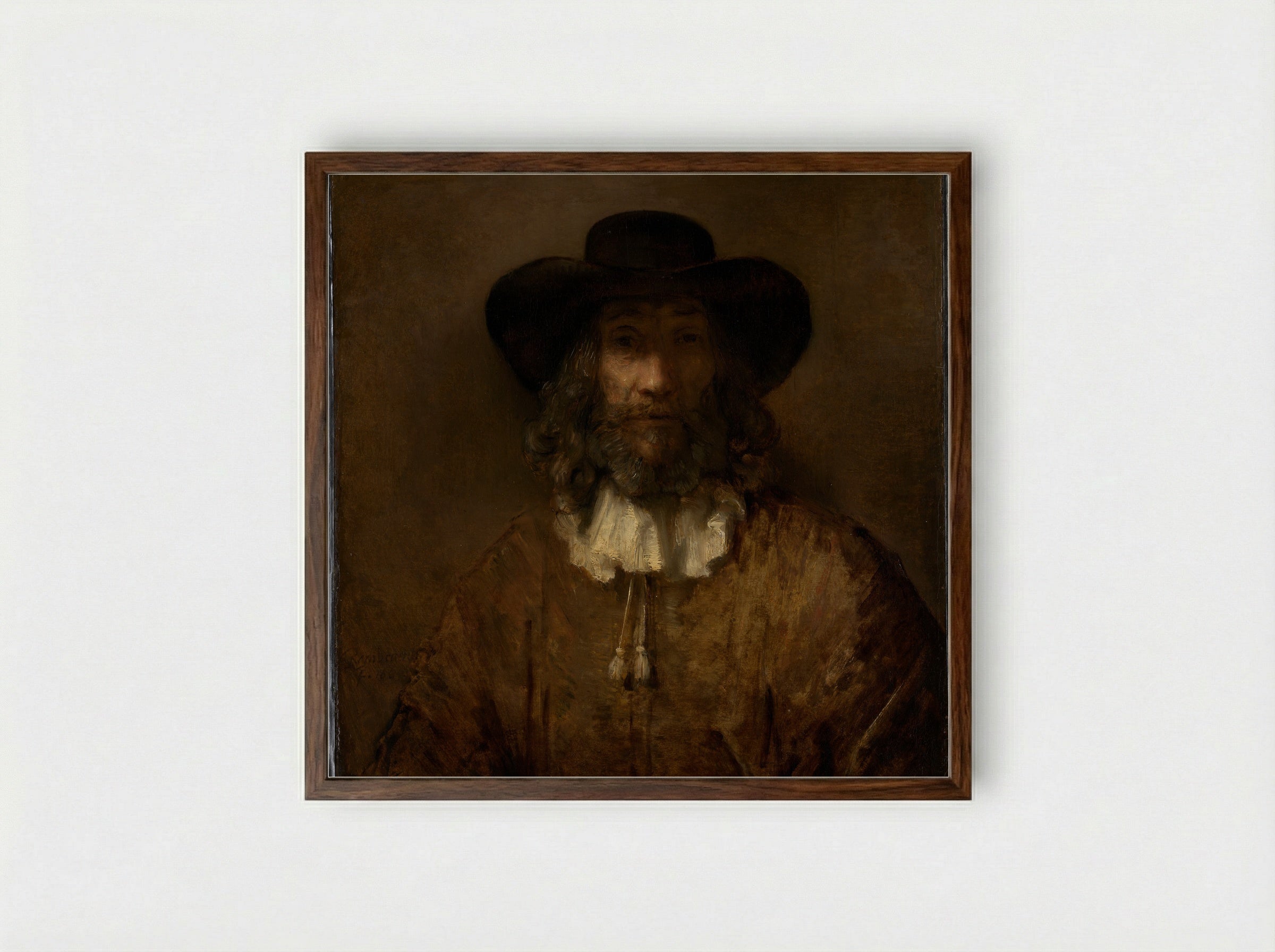 Man with a Beard - Rembrandt van Rijn - Framed Print Dark Wood