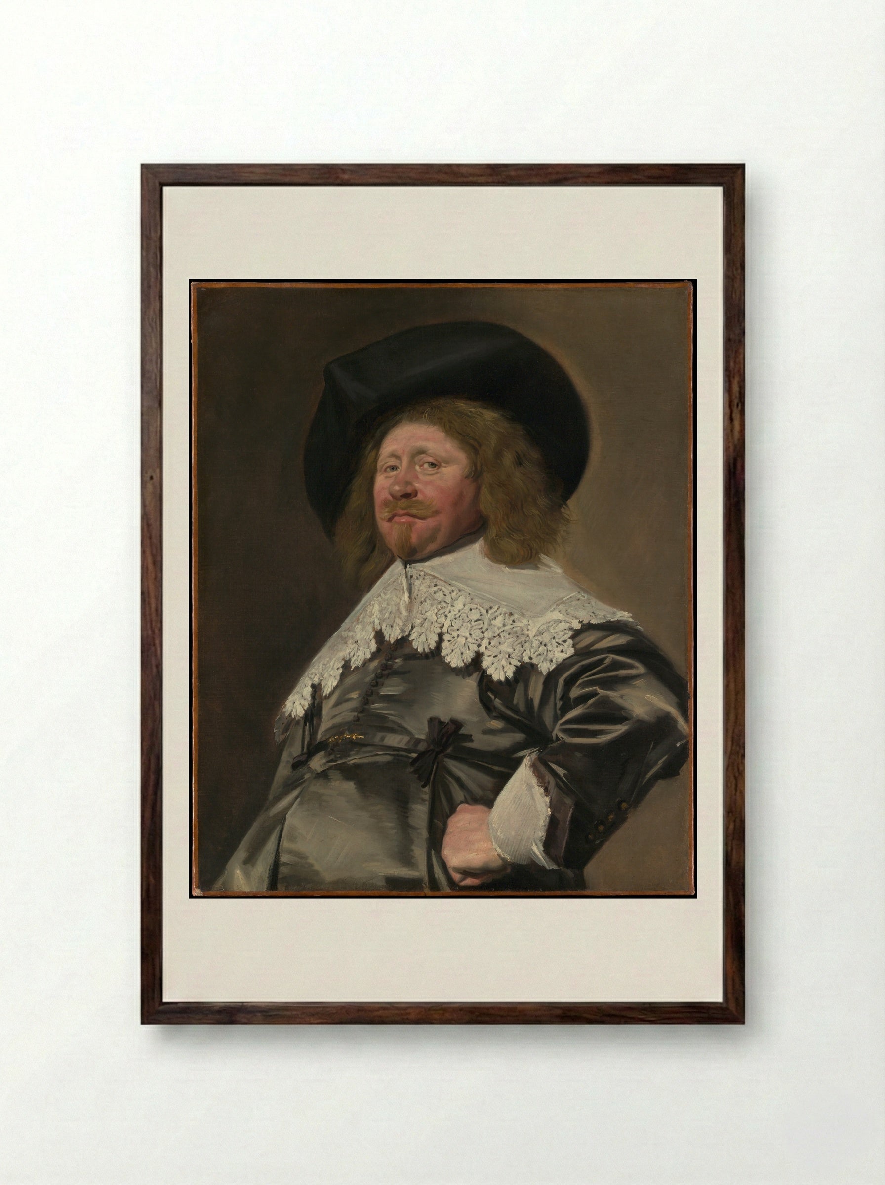 Portrait of a Man, Possibly Nicolaes Pietersz Duyst van Voorhout - Frans Hals - Framed Print Dark Wood