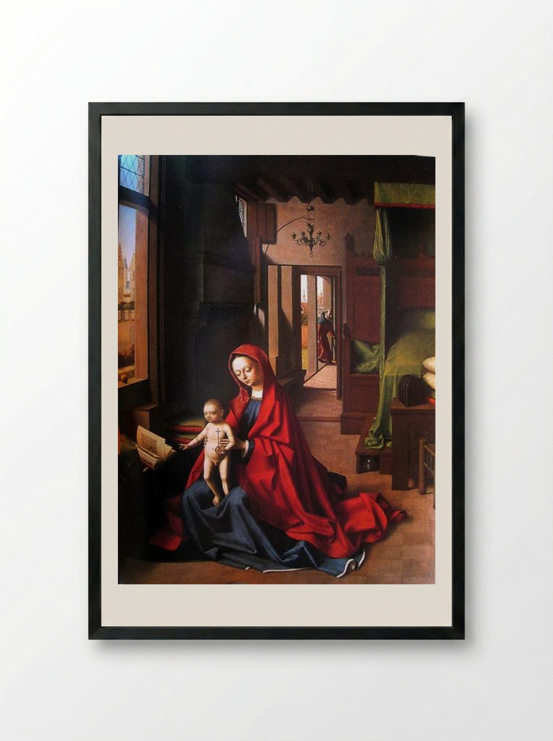 The Virgin and Child in a Gothic Interior - Petrus Christus - Framed Print Black
