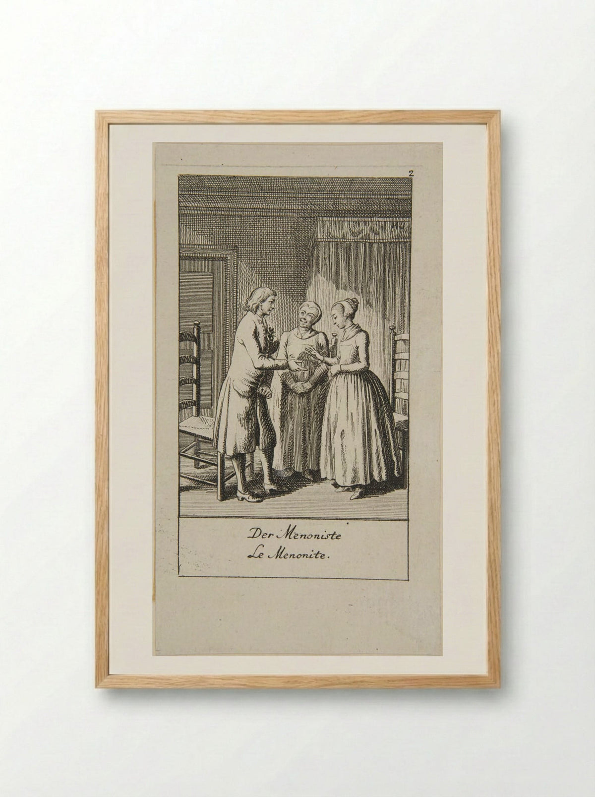 Illustration for Wedding Proposals: The Mennonite - Daniel Nikolaus Chodowiecki - Framed Print Wood