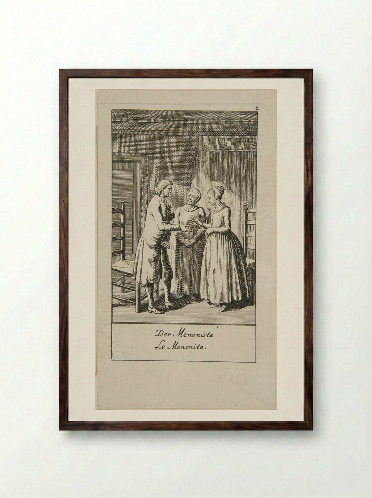 Illustration for Wedding Proposals: The Mennonite - Daniel Nikolaus Chodowiecki - Framed Print Dark Wood