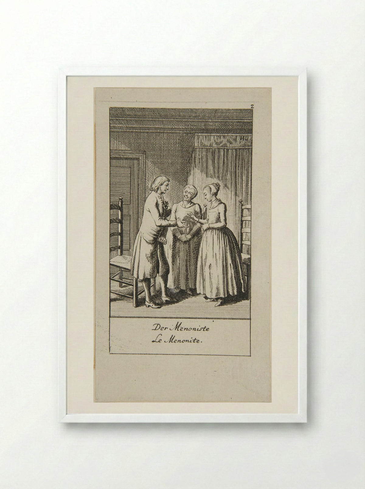 Illustration for Wedding Proposals: The Mennonite - Daniel Nikolaus Chodowiecki - Framed Print White