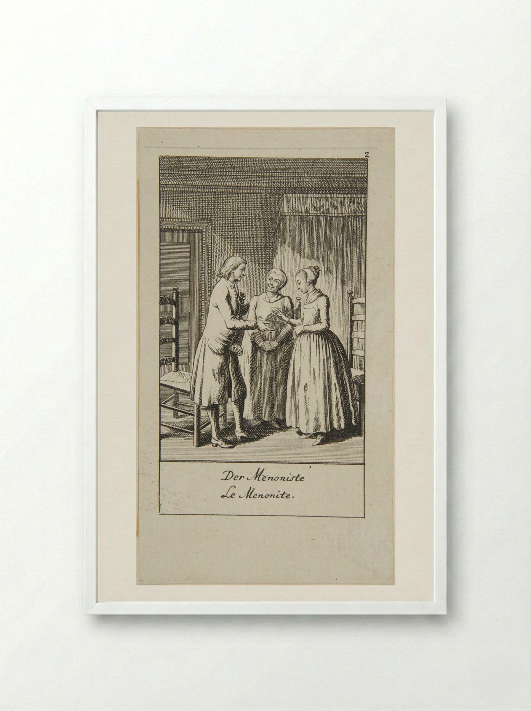 Illustration for Wedding Proposals: The Mennonite - Daniel Nikolaus Chodowiecki - Framed Print White