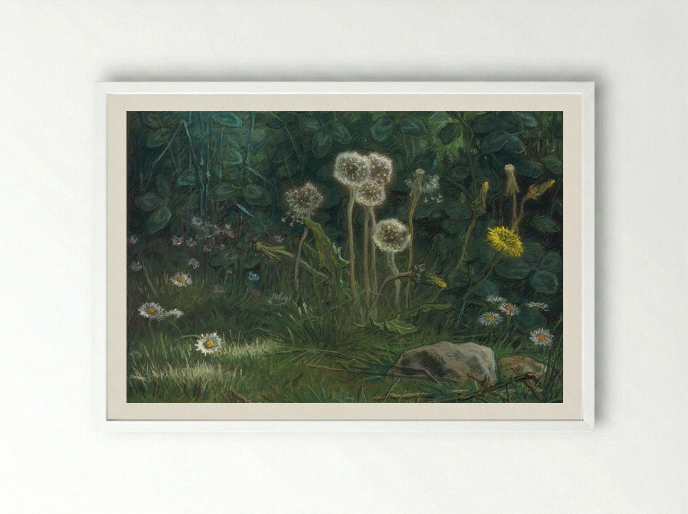 Dandelions - Jean-François Millet - Framed Print White