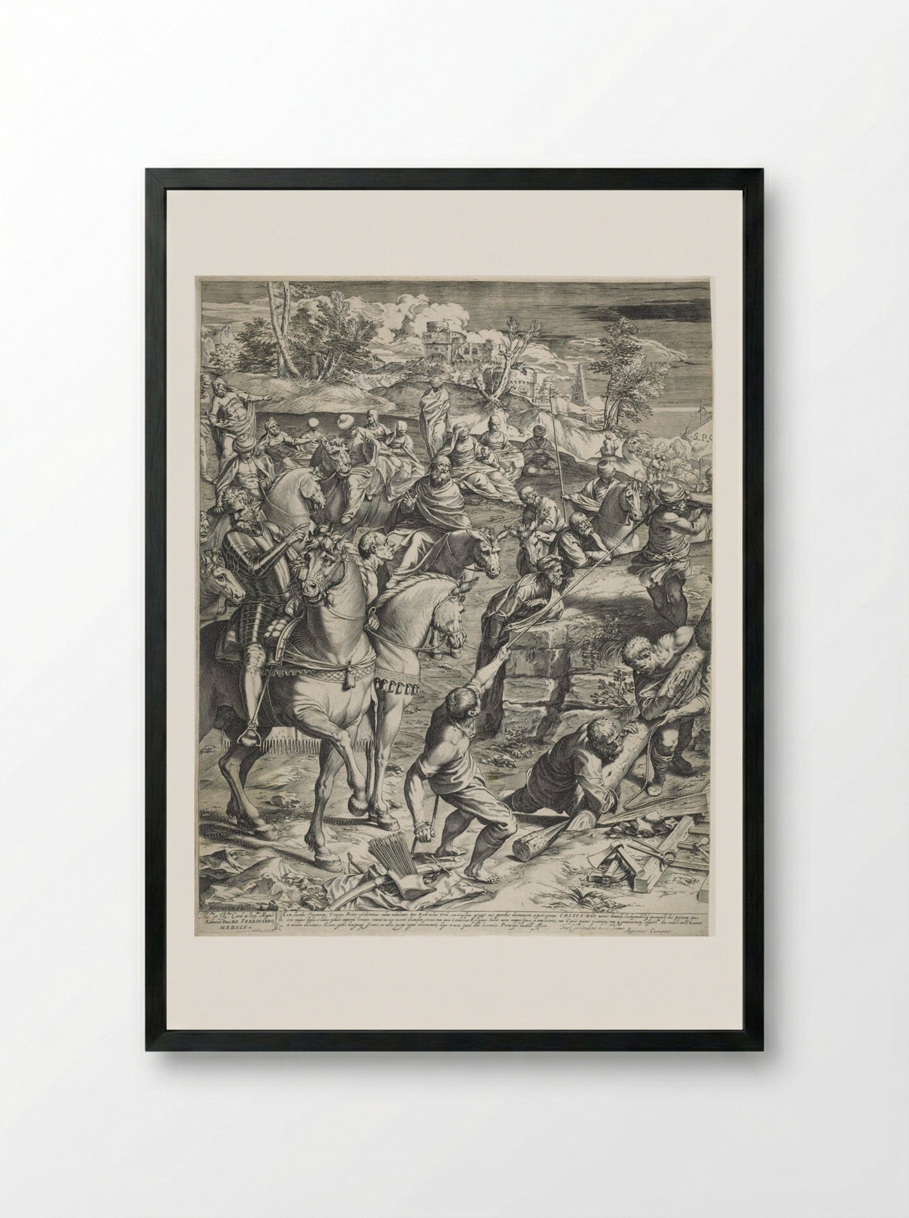 The Great Crucifixion (left panel) - Agostino Carracci - Framed Print Black