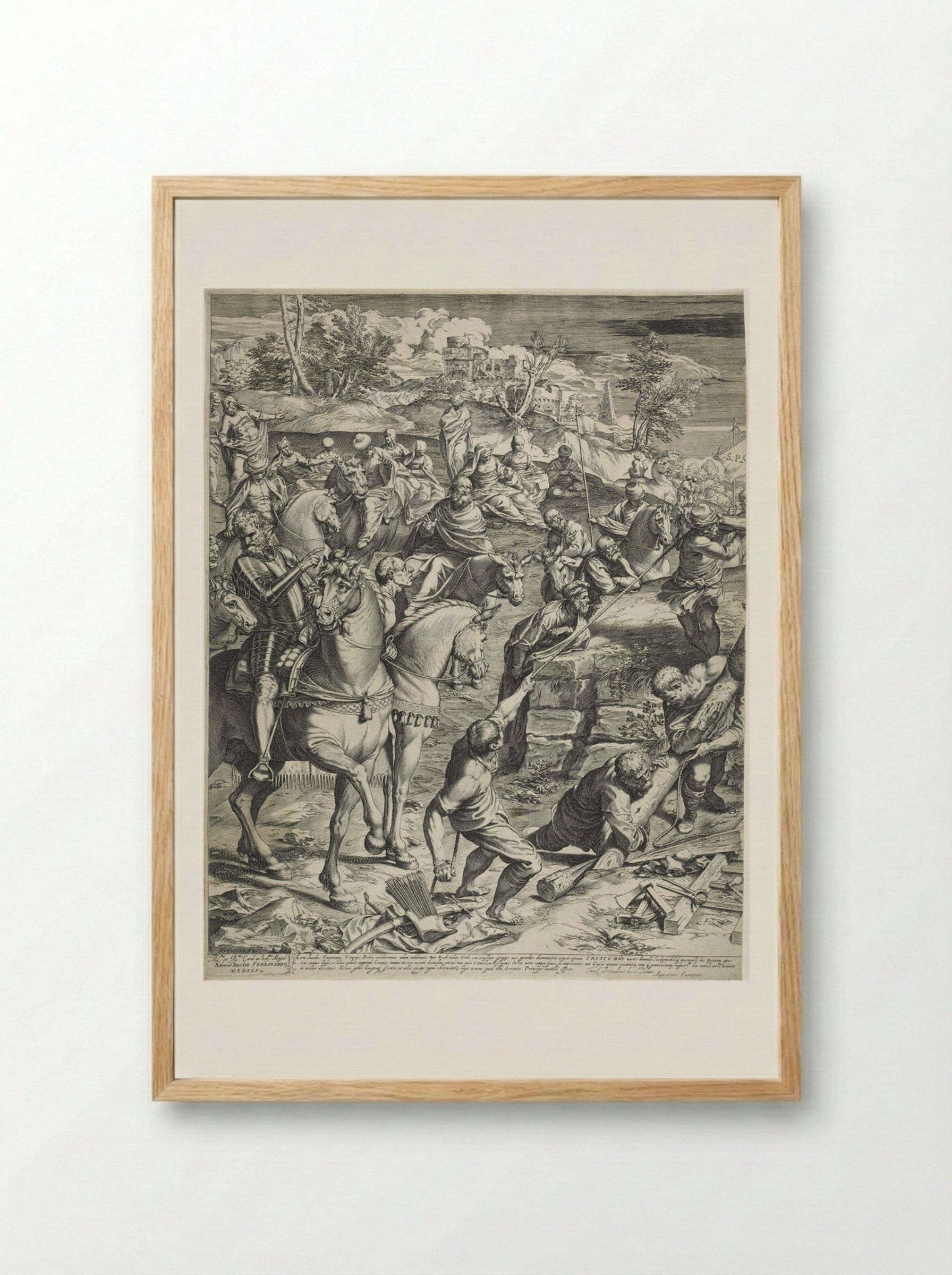 The Great Crucifixion (left panel) - Agostino Carracci - Framed Print Wood