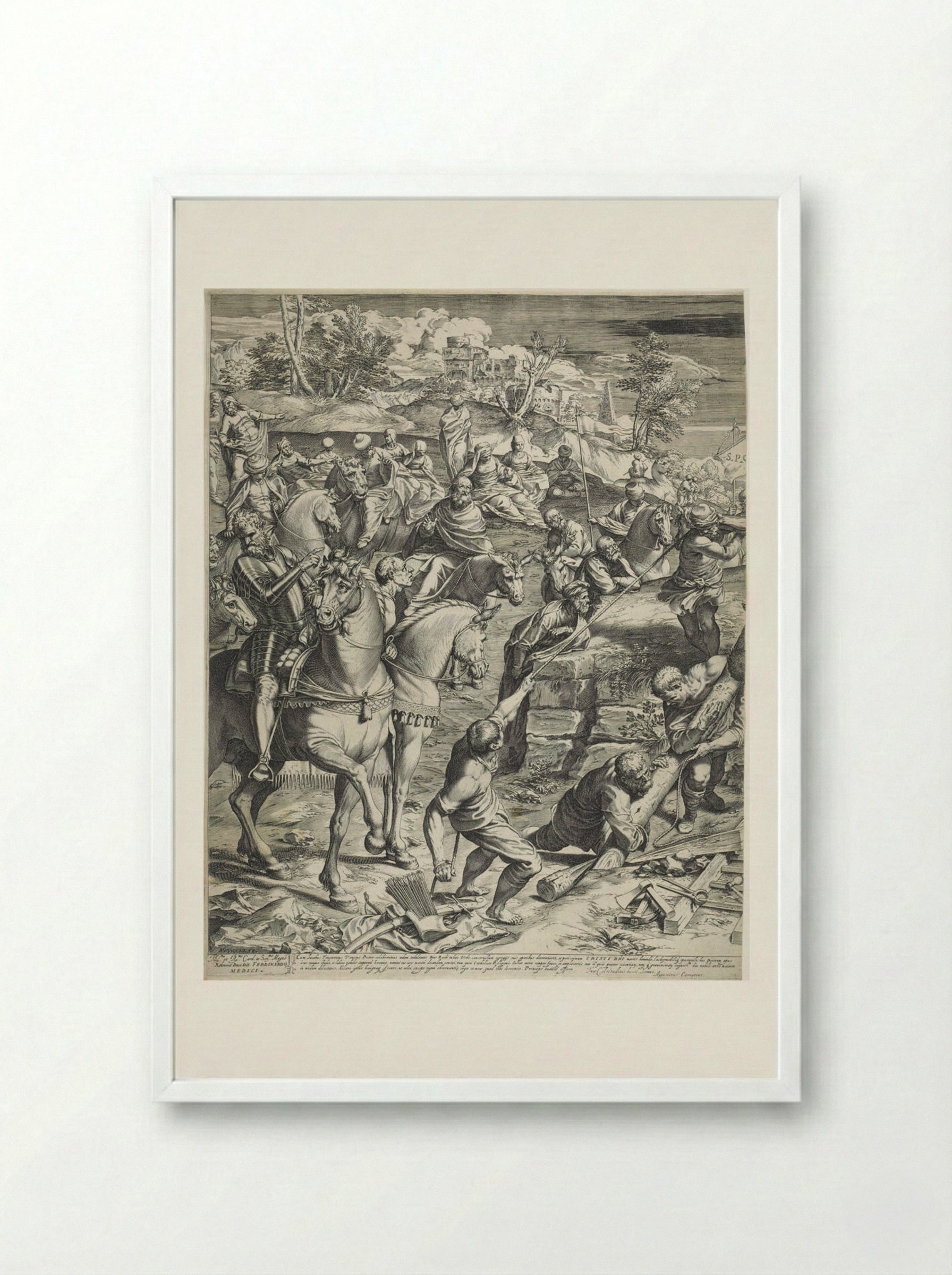 The Great Crucifixion (left panel) - Agostino Carracci - Framed Print White