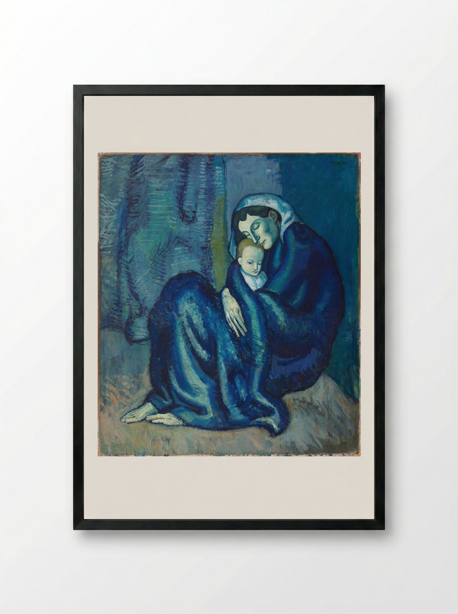 Mother and Child - Pablo Picasso - Framed Print Black