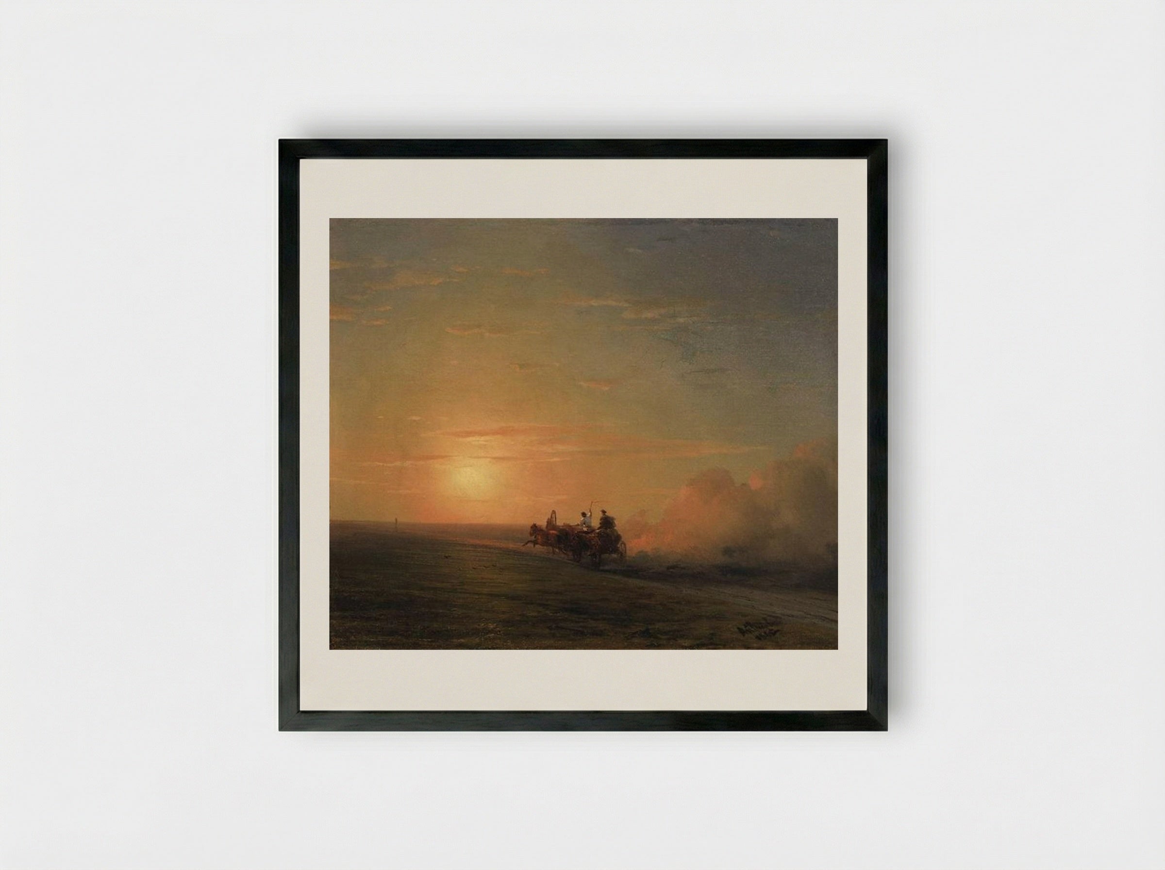 Troika in the Steppe - Ivan Aivazovsky - Framed Print Black